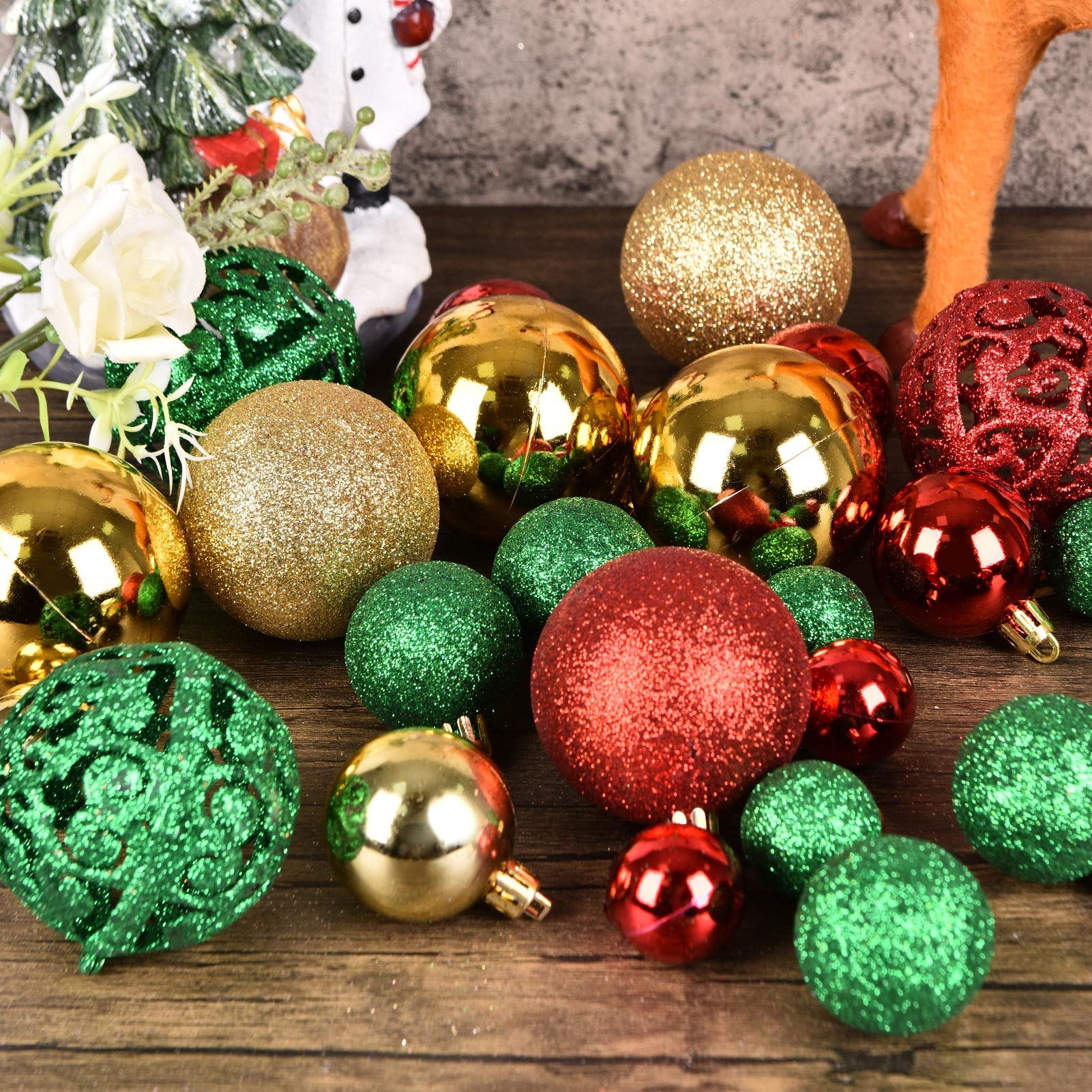GOODLYGHTS Juego de 100 Bolas de Navidad para árbol de Navidad, inastillables, con Paquete de Regalo Reutilizable para decoración de árbol de Navidad