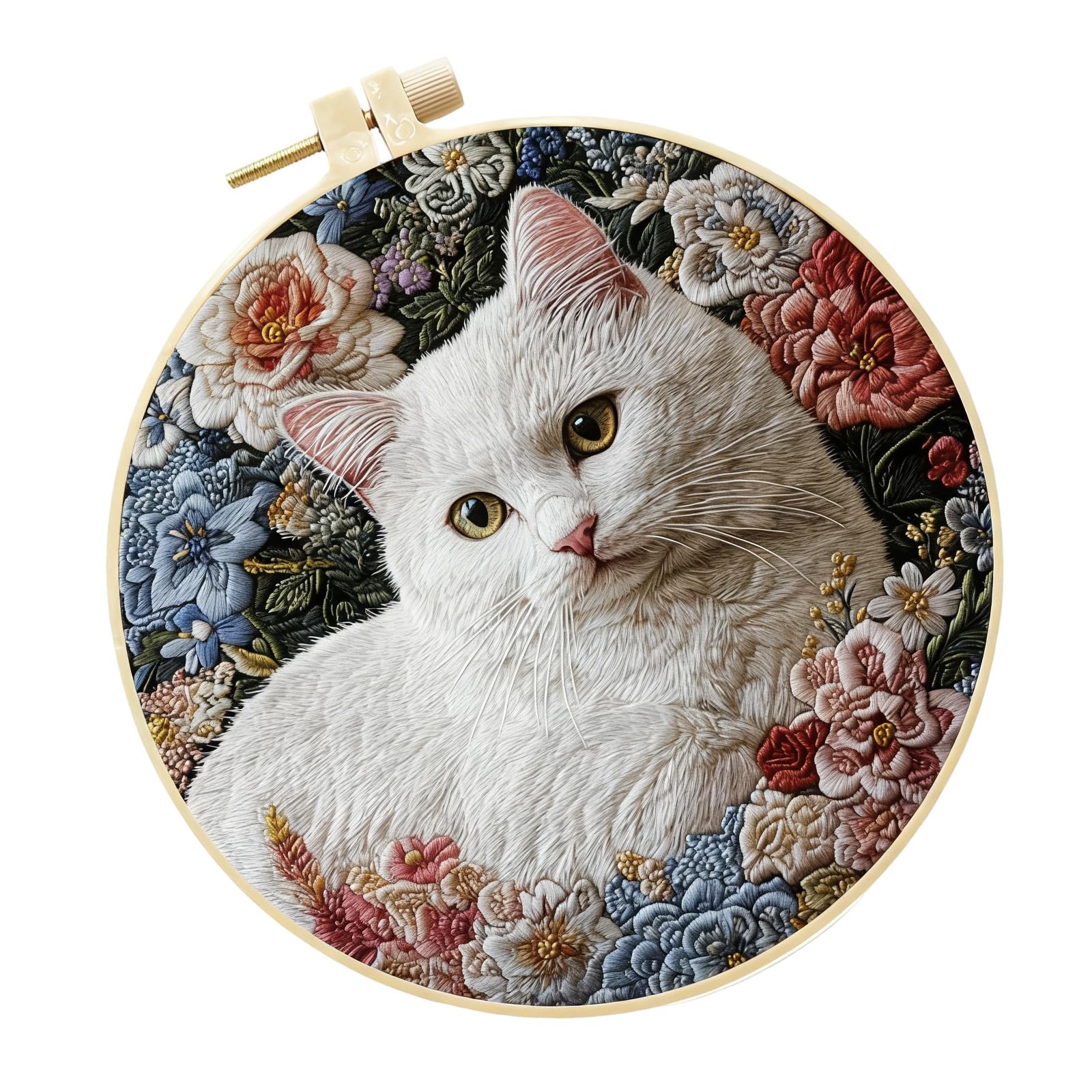 SHINLHUA Creative Cats Embroidery Set with Easy Instructions Cotton Fabric for Creative Fun Craft Cotton Embroidery Set for Relaxing Craft Activity Fun