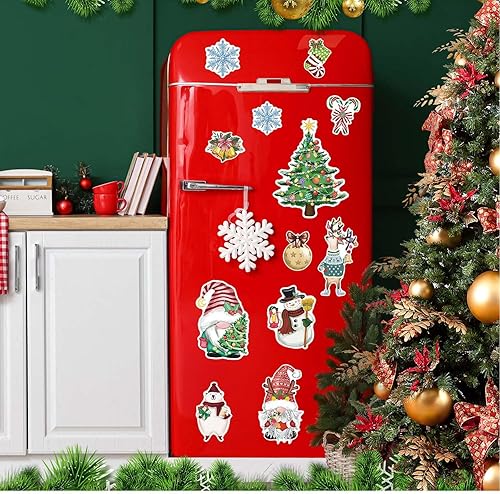 Miniatura 3 de 12 imanes de Navidad para refrigerador, decoración magnética para refrigerador, calcomanías de automóvil de Navidad, imanes de nevera para árbol de