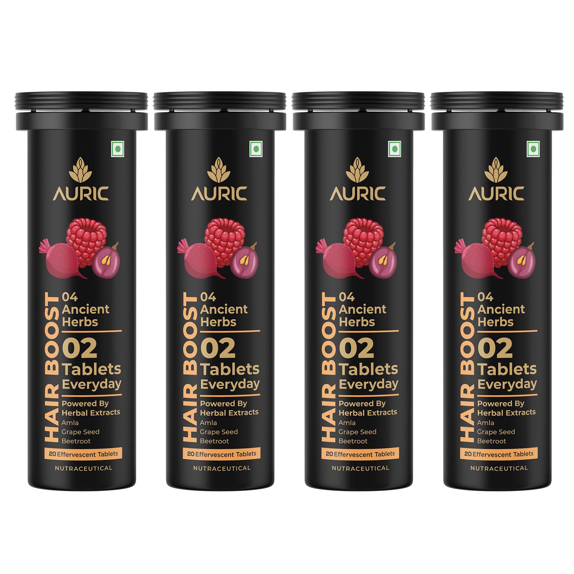 Auric Hair Boost Effervescent Tablets 60 Count | Ayurvedic Formula for Hair Fall Control | Biotin, Zinc, Beetroot & Grapeseed Extracts & Herbal Extracts | Hair Growth & Strength Support — Amazon image 11