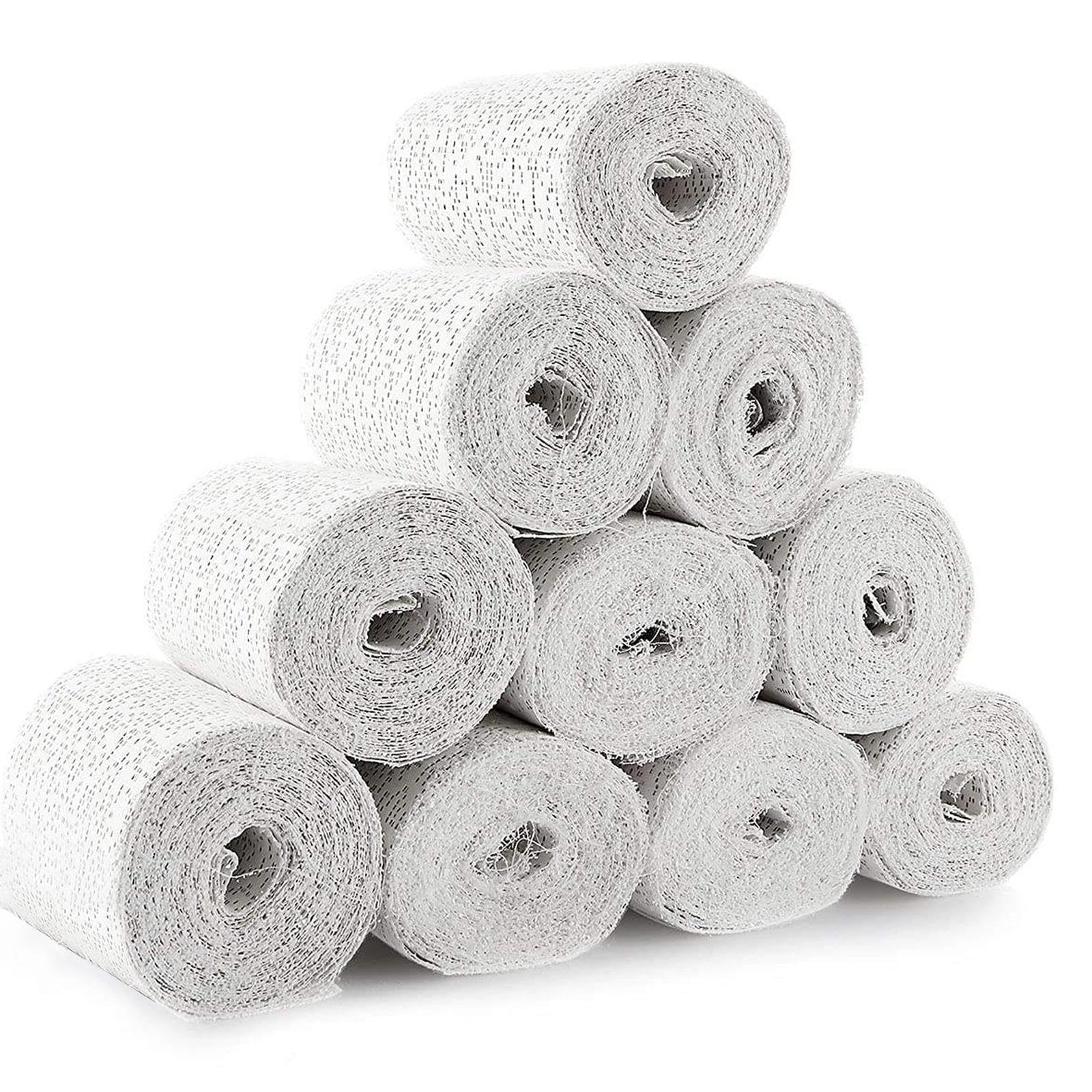 Eulihent 10 Pcs Plaster Bandage for Modelling Plaster Cloth Rolls Plasters Strip Gauze Wrap for Art Crafts Modelling Moulds Body Casts Craft Projects Belly Molds (7.5 cm x 270 cm, White)