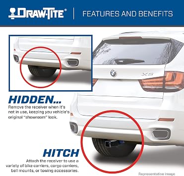 Draw-Tite Hidden Hitch 76904, Completely Hidden Trailer Hitch, 2 in. Removable Receiver, Black, Compatible with 2013 2020 Nissan Pathfinder, 2014-2021 Infiniti QX60