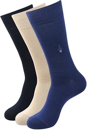 BALENZIA Mens Calf Length/Crew Length Formal Cotton Socks Pack of 3 & Pack of 4 Black,Navy,White,Beige Black,Navy,Beige, 3