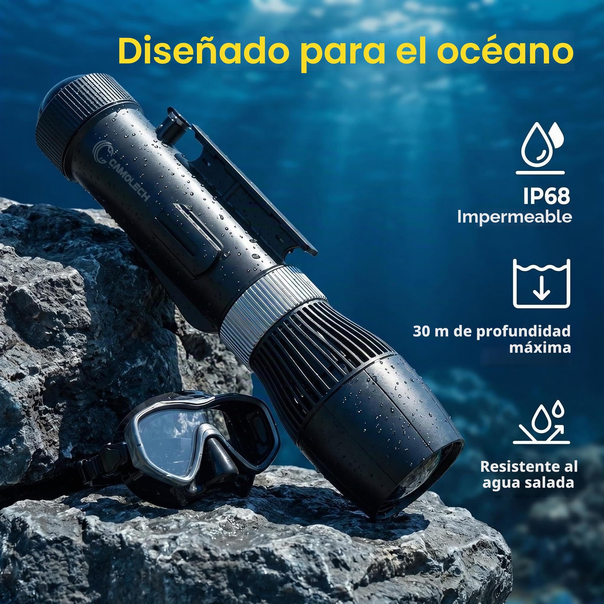 Camolech 900W Patineta submarina y motor para kayak, batería extraíble de 16000mAh, para deportes al aire libre para adultos, buceo y esnórquel en mar/lago/piscina, kit de propulsión eléctrica SUP