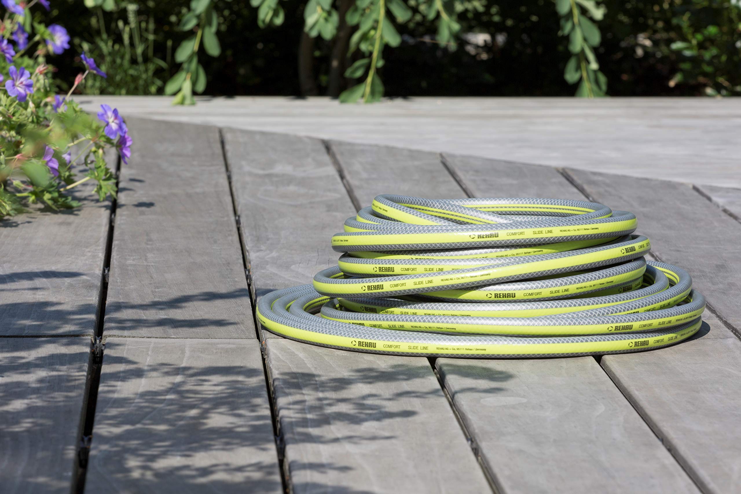 REHAU Comfort Slide Line 30 m Gartenschlauch | grau / gelb | 1/2 Zoll | 1 Rolle