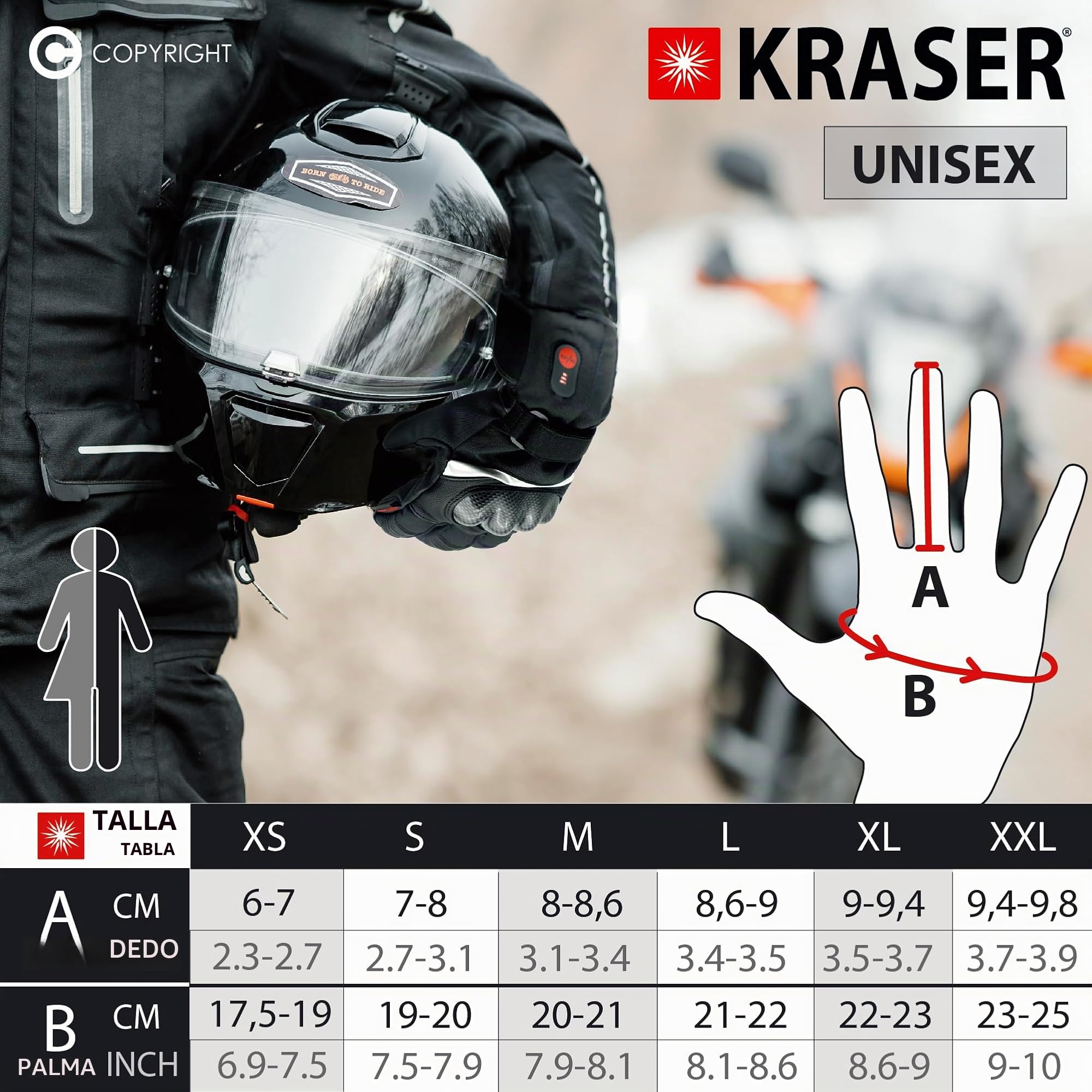 KRASER KRGS28 Guantes de Moto Premium Homologados CE, Calefactables e Impermeables, Testado Extremo y Protección Fibra Carbono, 3 Niveles de Calor para Invierno Hombre y Mujer