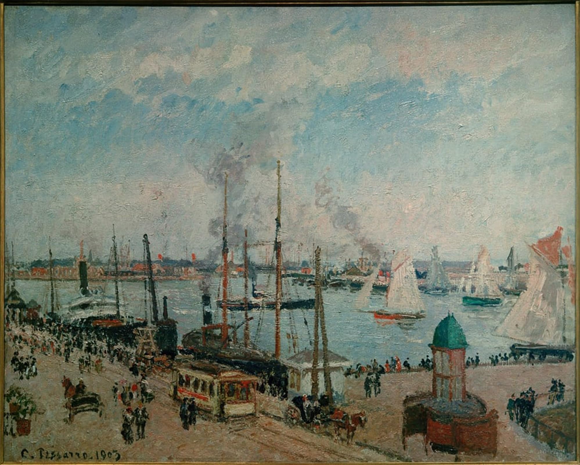 SERENDIPITP Retro Picture Poster Wall Art Pictures Painting Port of Le Havre At High Tide by Camille Jacob Pissarro Wall Art Canvas Print for Wall Decor 60x90cm