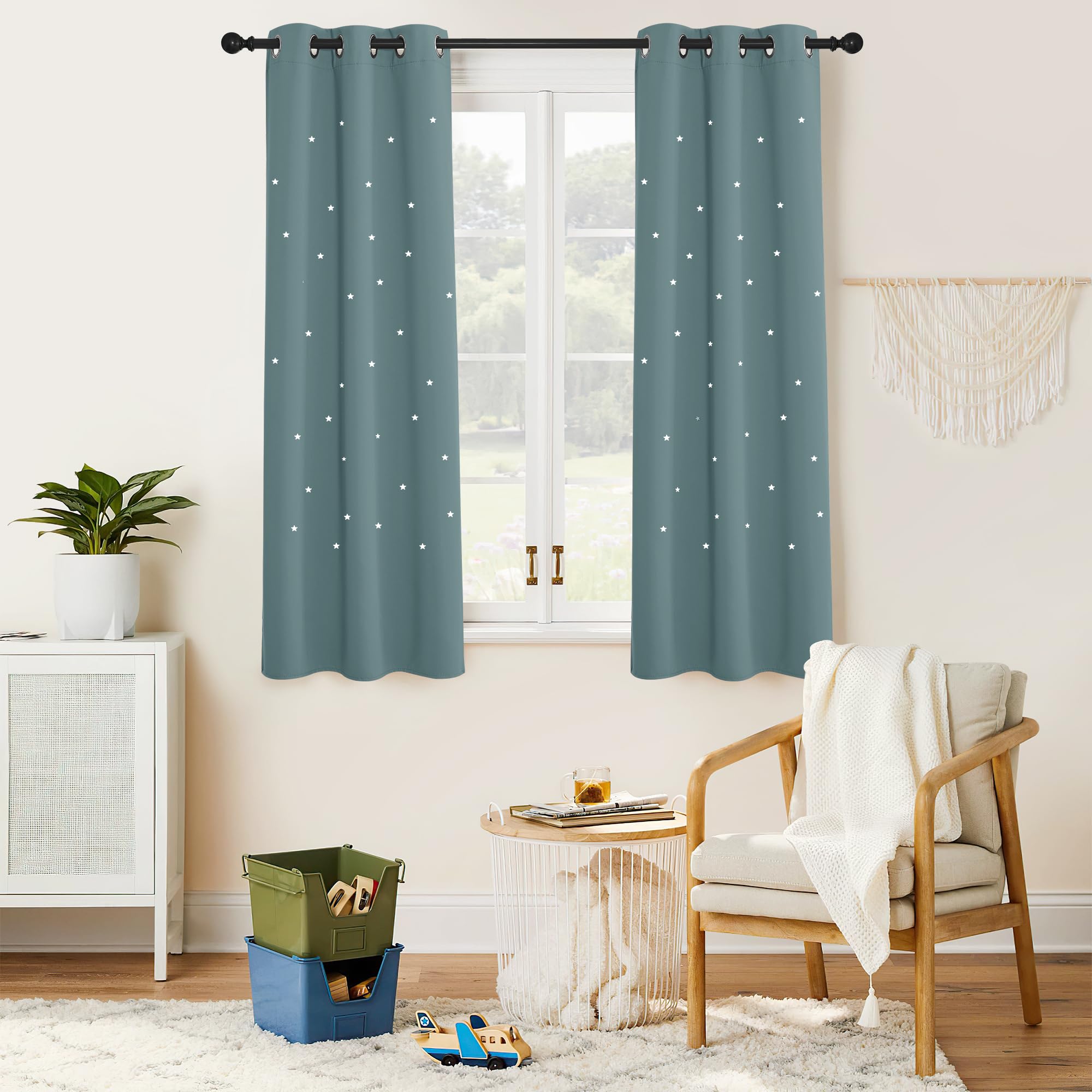 NICETOWN Greyish Blue Blackout Curtains for Boys/Kids Room, 1 PC, W34 x L63
