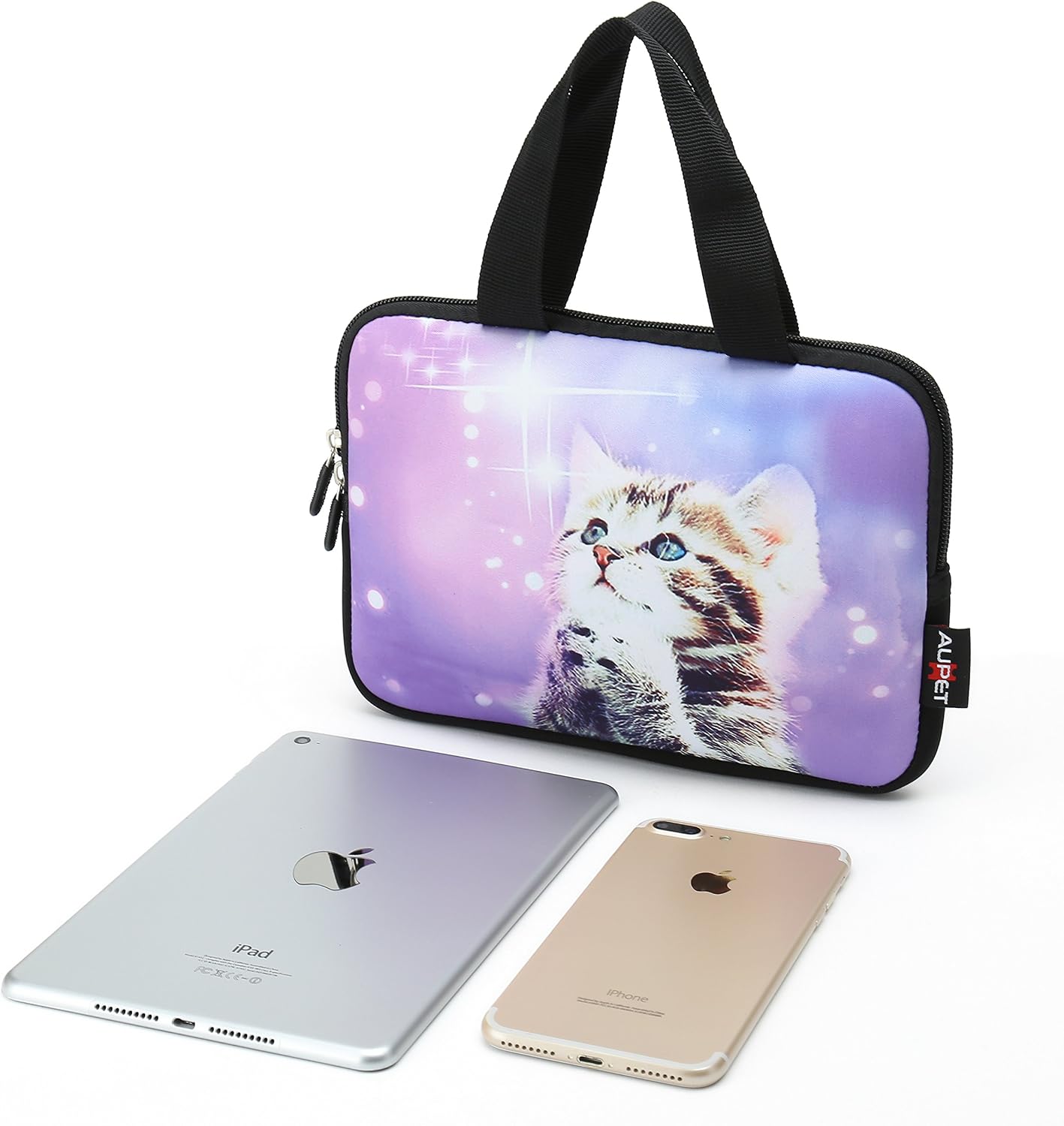 AUPET Cute Wish Cat Universal 6 ~ 7 inch Tablet Portable Neoprene Zipper Carrying Sleeve Case Bag