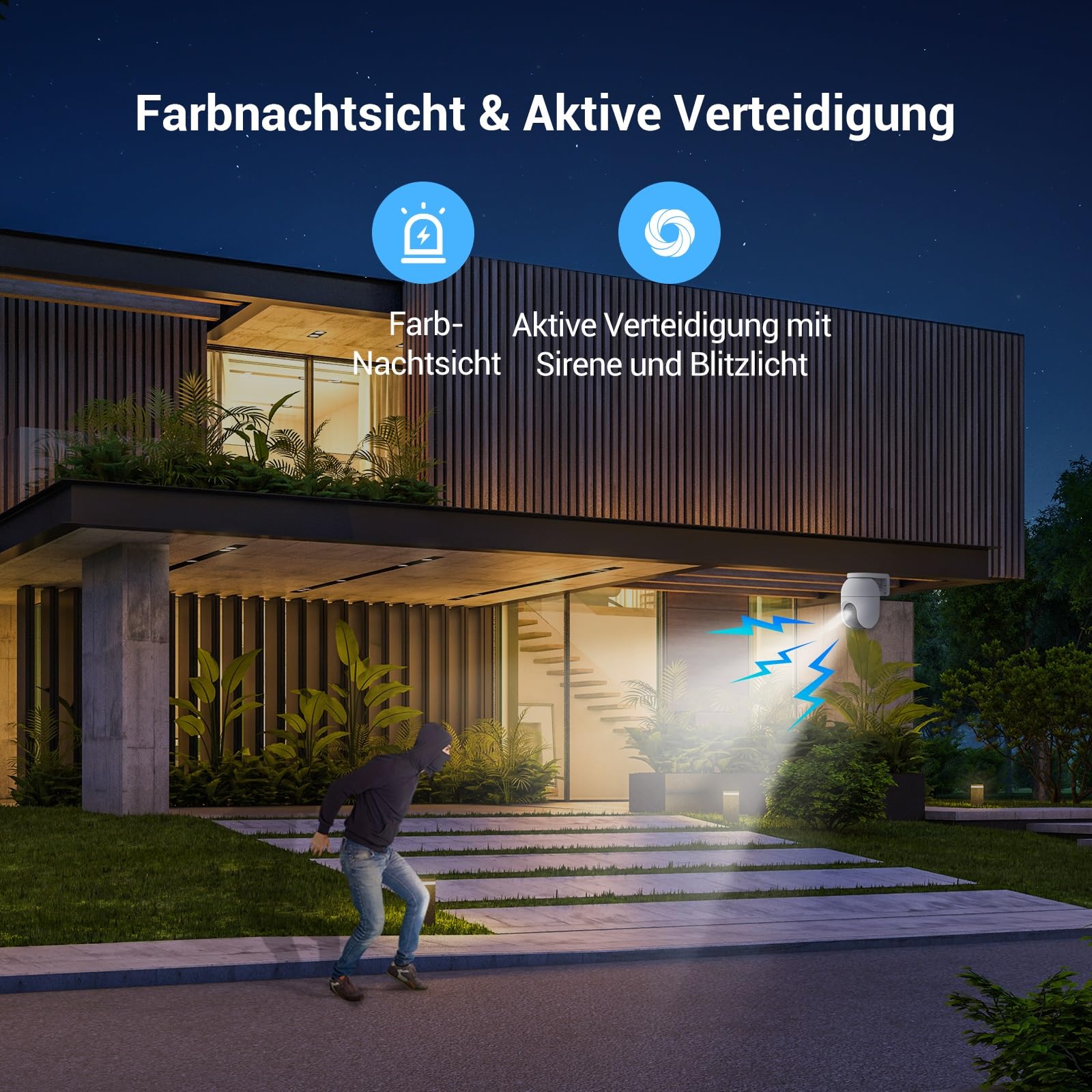 EZVIZ 4MP PTZ Überwachungskamera Aussen, WLAN IP Kamera Outdoor mit Personen-/Fahrzeugerkennung, Zwei-Wege-Audio, Automatischer Verfolgung und Vollfarb-Nachtsicht, Wetterfestes Design, C8c 2K+