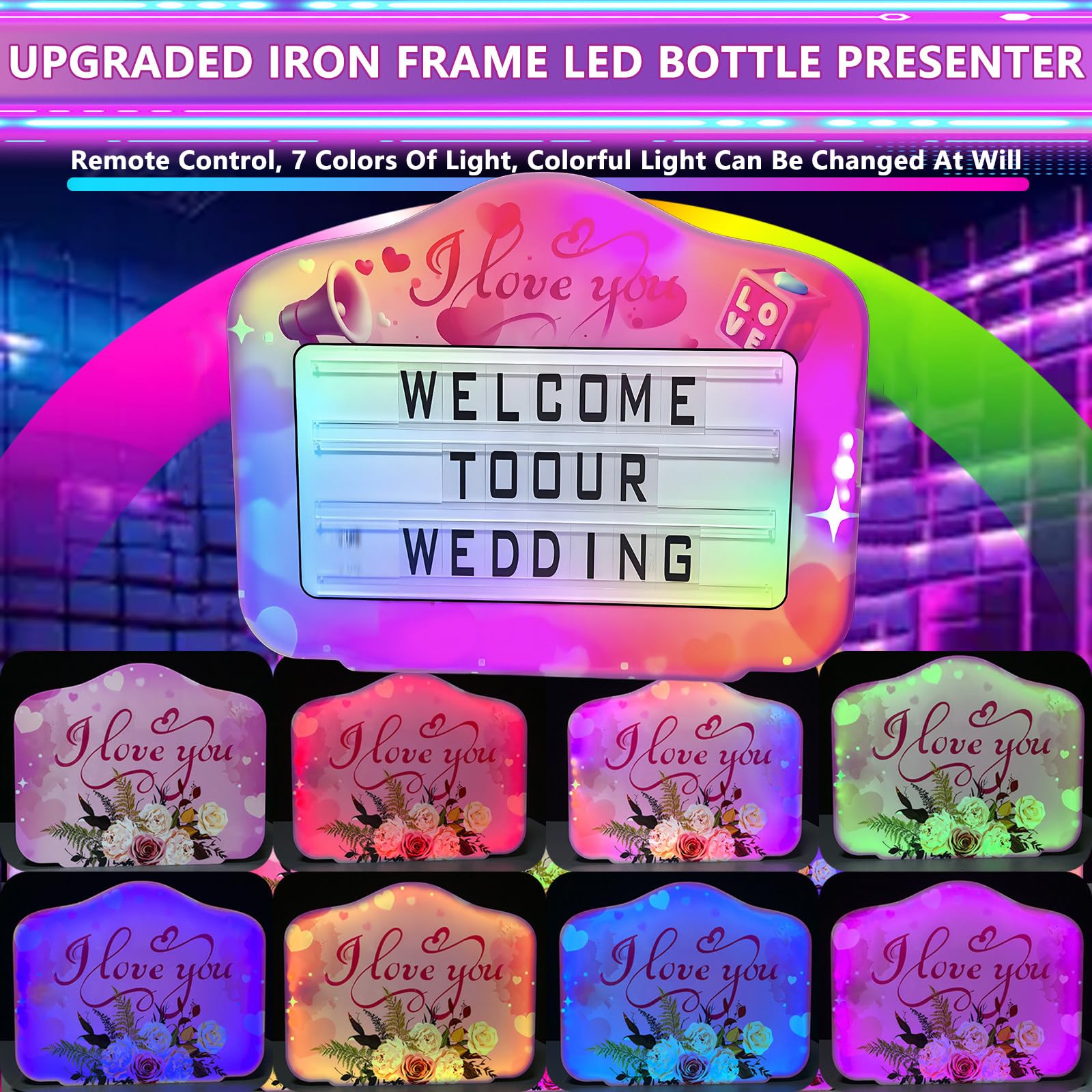 Cartel de servicio de botella LED – Marquesina VIP personalizable con control remoto y efectos intermitentes para eventos y celebraciones