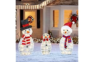 HOURLEEY Christmas Decoration 55 L Lighted Snowman Family Outdoor
