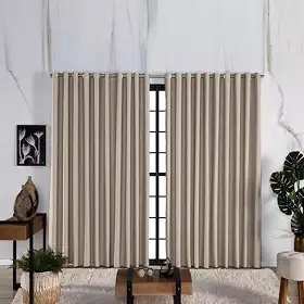 Cortina De Luxo Blackout Premium 4,00m X 2,30m Porta De Vidro Tecido Grosso (Palha)