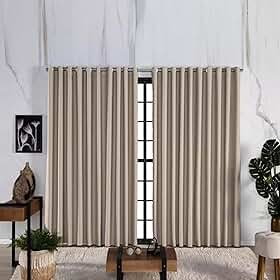 Cortina De Luxo Blackout Premium 4,00m X 2,30m Porta De Vidro Tecido Grosso (Palha)