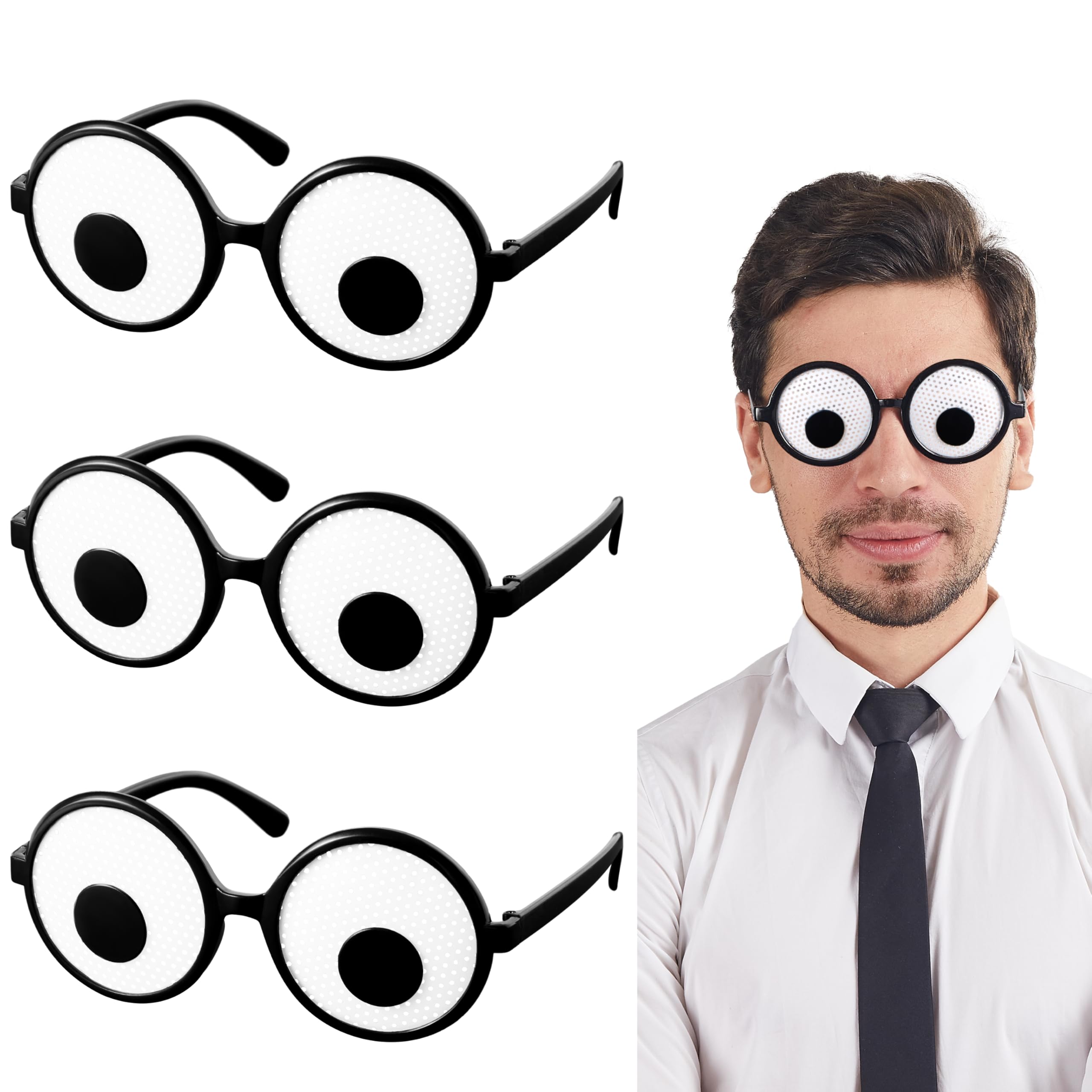 Spooktacular Creations 3PCS Eyes Glasses, Halloween Funny Eyeball Glasses, Silly Glasses for Kids Men Women, Halloween Costume Accessories