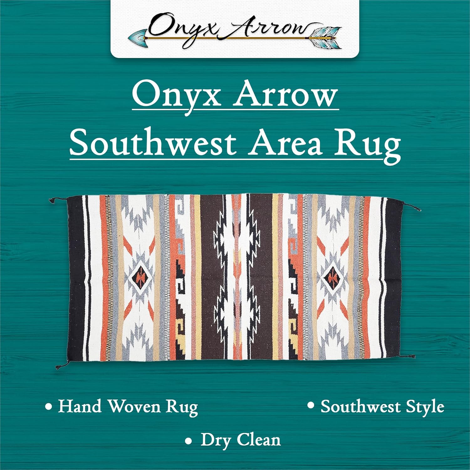 Boho Southwest Area Rug - Washable Bohemian Runner - Western Carpet - Rustic Rugs for Living Room, Outdoor Area, Bedroom, Decor, Kitchen & More (Durango, Natural/Brown, 32 x 64 Inches)