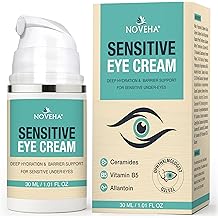 NOVEHA Daily Sensitive Eye Cream for Dry Eyelids & Around Eye; Vegan Ceramide Hydrating Eyelid Moisturizer; Anti-Aging Eye Cream for Fine Lines, Puffiness & Crow&rsquo;s Feet; Fragrance-Free - 1 oz