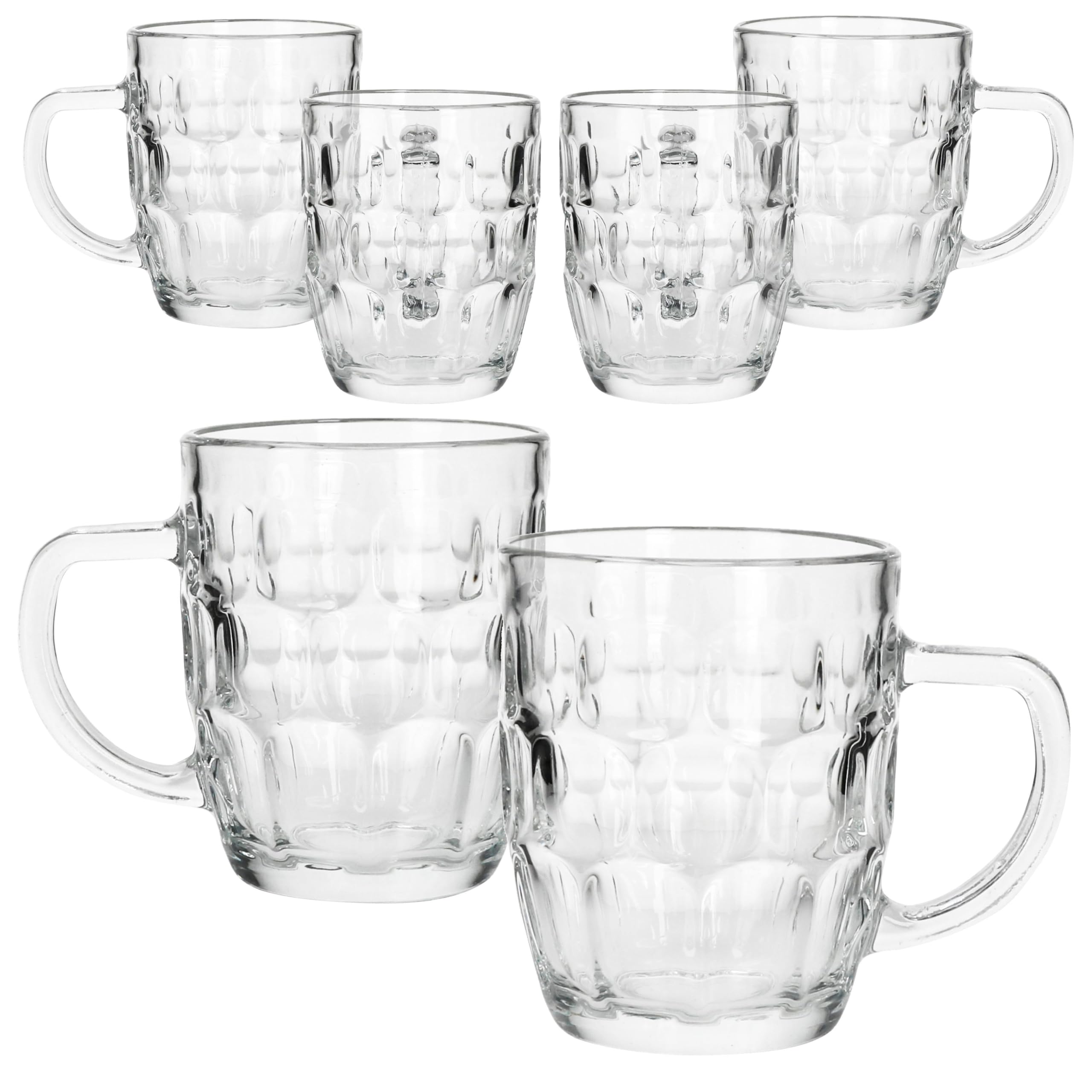 MamboCat Set di 6 boccali da birra Dublino I 400 ml Altezza 12 cm I per 6 persone I Boccale da birra in vetro con rilievo e manico I Bicchieri da birra trasparenti 0,4 l I Boccale da birra per feste