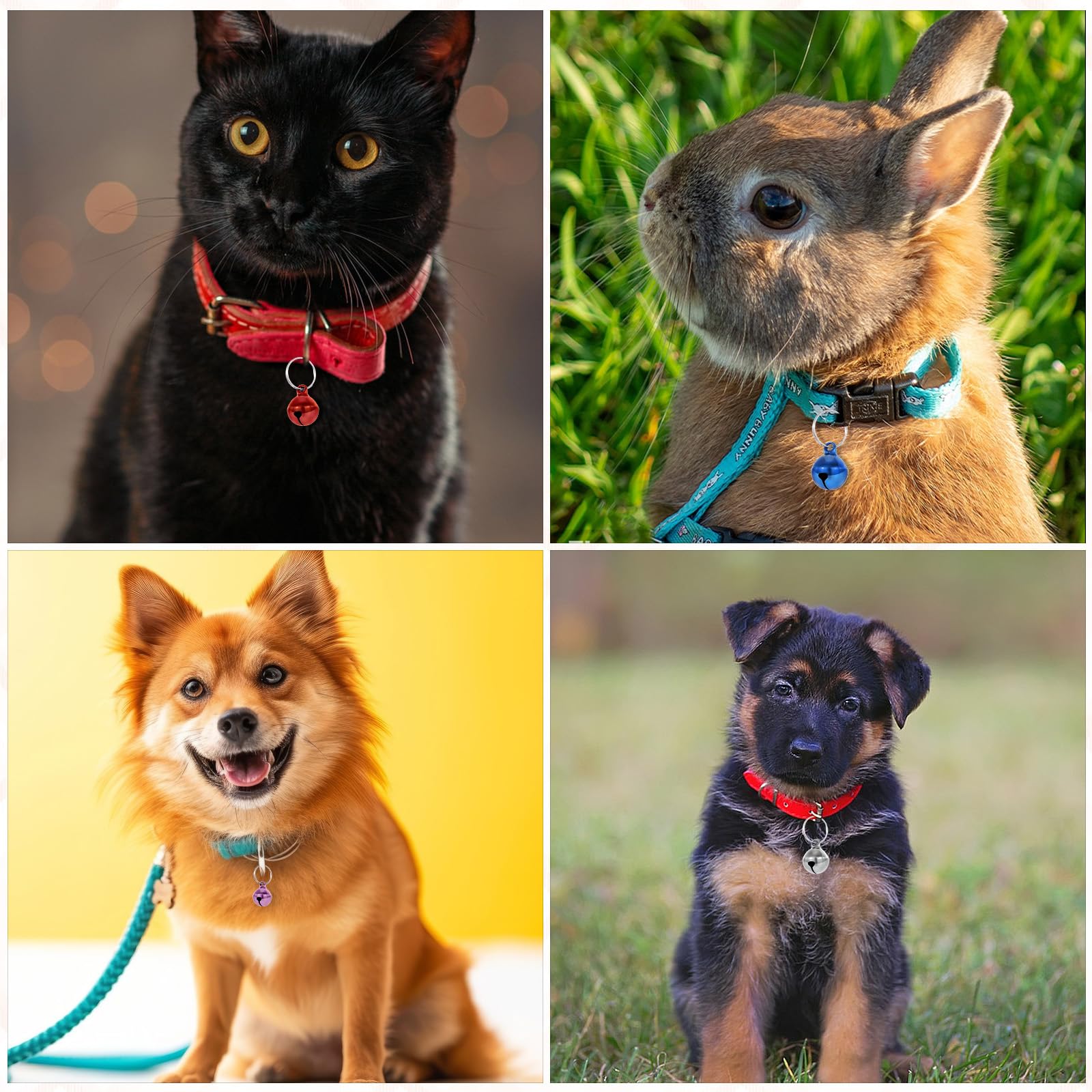 Lot de 25 clochettes colorées pour animaux de compagnie avec son net, clochettes pour chat et collier doag avec porte-clés, clochettes d'entraînement anti-perte, pendentif pour collier de dressage