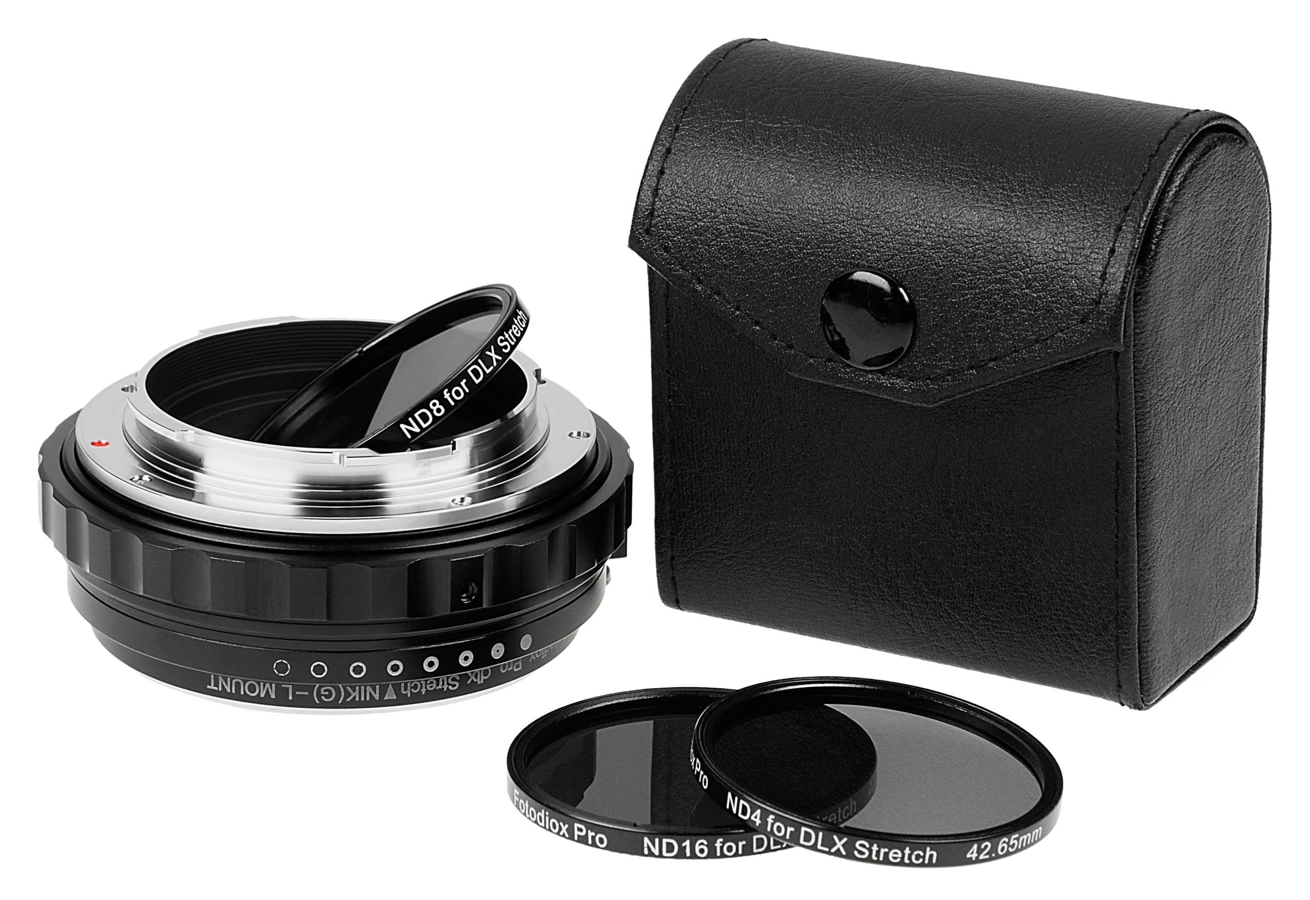 Fotodiox DLX Stretch Adapter Compatible with Nikon G/F Lens for L-Mount Alliance Cameras, Featuring Macro and ND Filter Capabilities