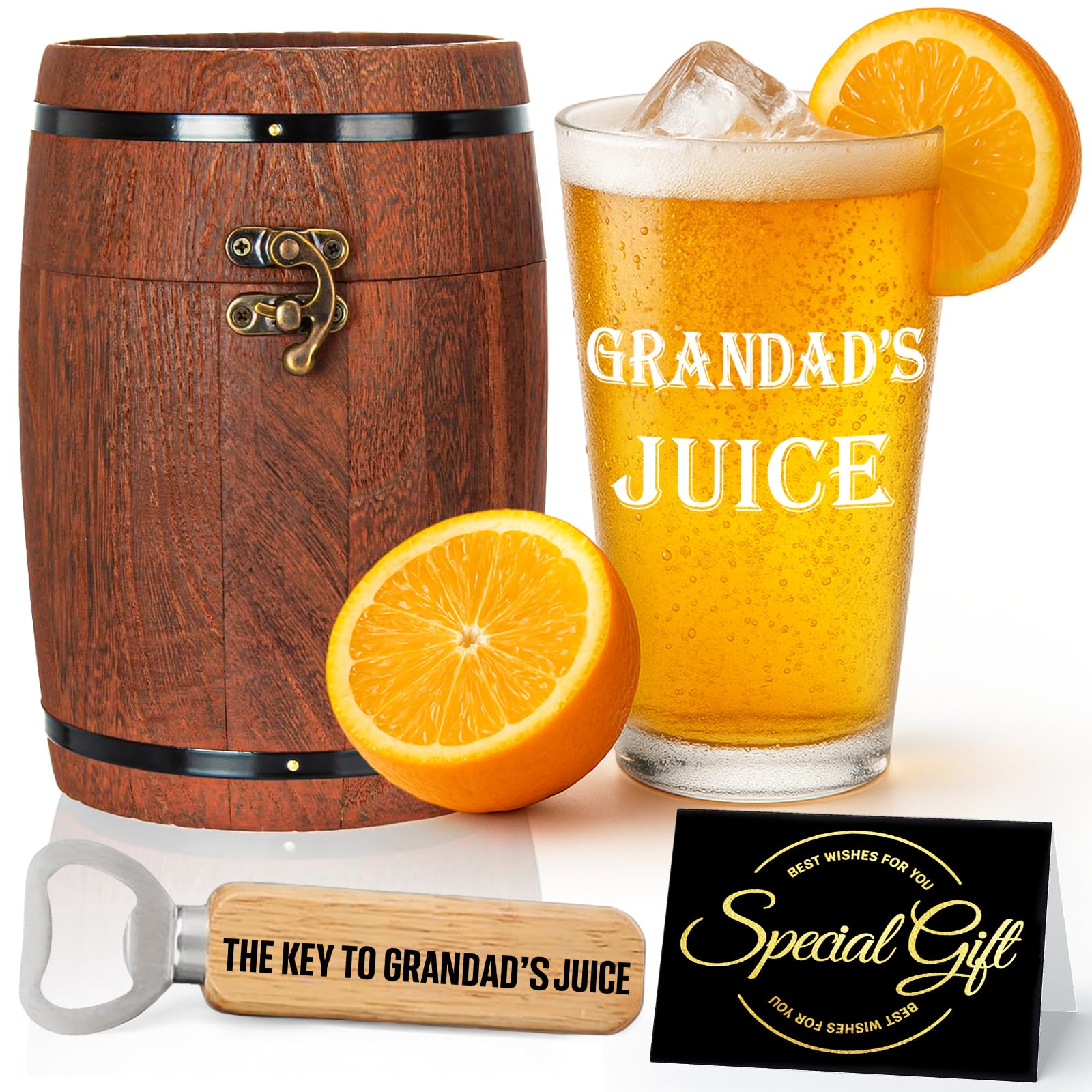 Joybble Grandad Birthday Gifts, Grandad Juice Glass Personalised Beer Glass, with Birthday Card, Valentine's Day Gift, Ideal Presents from Grandchildren, Grandfather Present 480ml Beer Glass — image 1