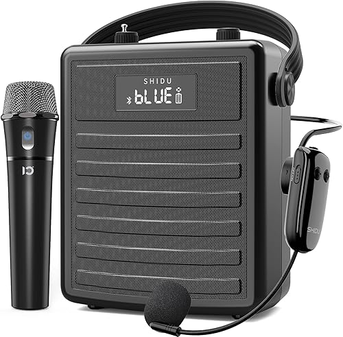 SHIDU Amplificador de voz de 40 W con micrófono inalámbrico, sistema PA portátil con micrófono y altavoz inalámbricos, micrófono portátil Bluetooth