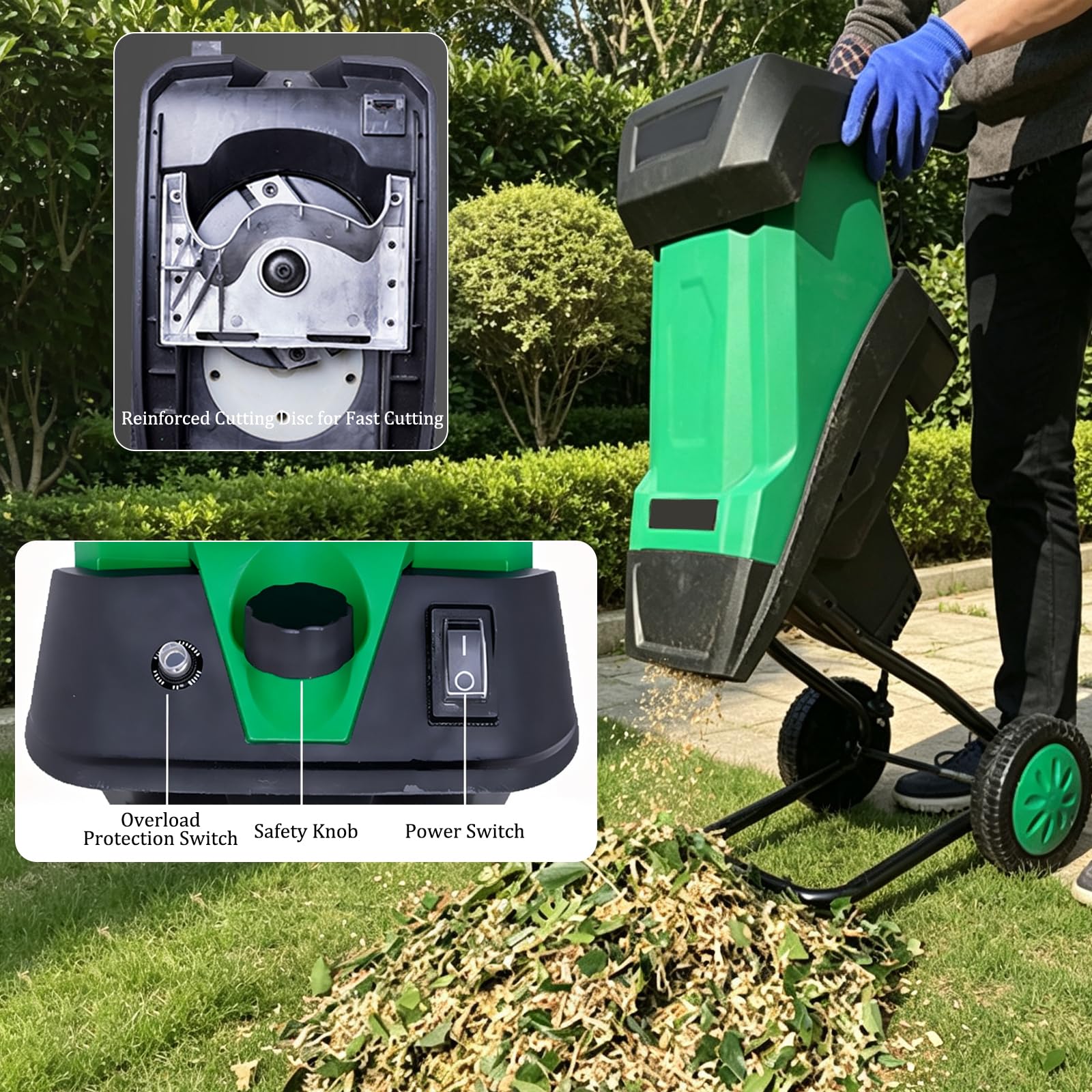 Broyeur De Bois électrique Pour Jardin, Capacité De Coupe De 39 Mm