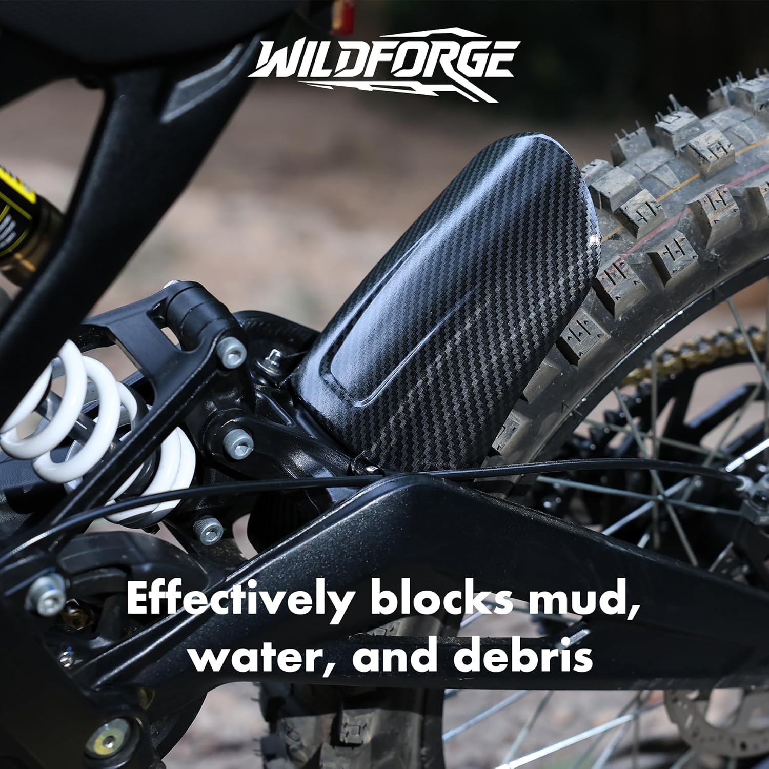 Electric Bike Rear Shock Fender - Imitation Carbon Fiber Electric Dirt Bike Accessories - Ebike Mud Guard for Sur-ron Light Bee S/X / X160 / X260