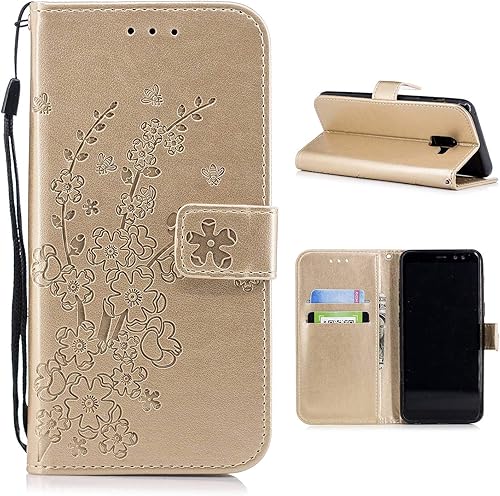 BoRan Cover Galaxy 2018 custodie Pelle Goffratura Fiore Campo Retro Casa Libro con Interno TPU Antiurto Folio Flip Slot per Schede Wallet Case Compatible for Samsung Galaxy 2018 Oro BoRan Cover Galaxy 2018 custodie Pelle Goffratura Fiore Campo Retro Casa Libro con Interno TPU Antiurto Folio Flip Slot per Schede Wallet Case Compatible for Samsung Galaxy 2018 Oro