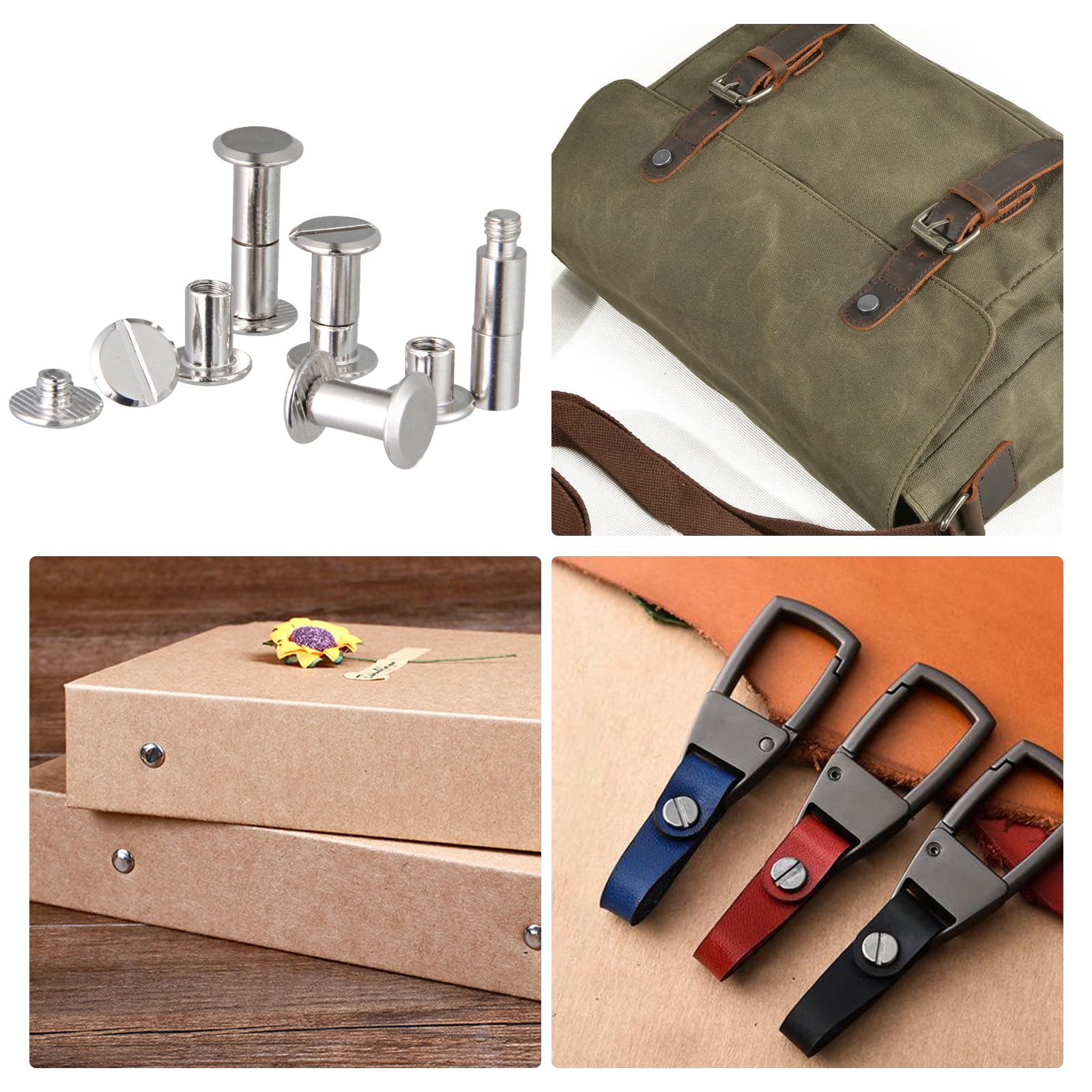 20 Pack Binding Screws Nickel Plated Binding M5 Screws Nail Rivet Studs - Foto 10