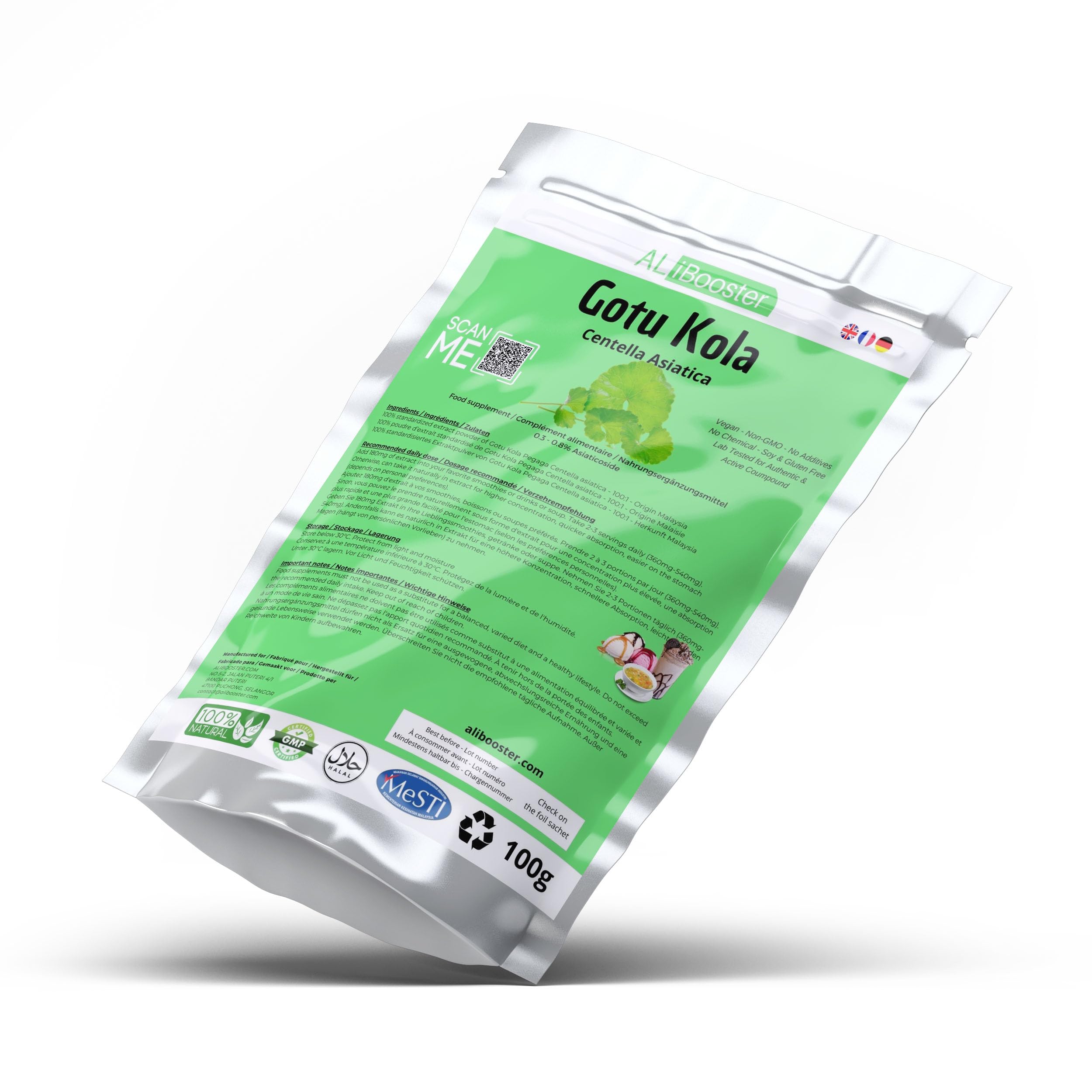Extrakt Tigergras - Gotu Kola Pegaga Centella Asiatica - Pulver 100g rein 100% natürlich ohne Zusatzstoffe - Für Suppe, Getränke, Backwaren