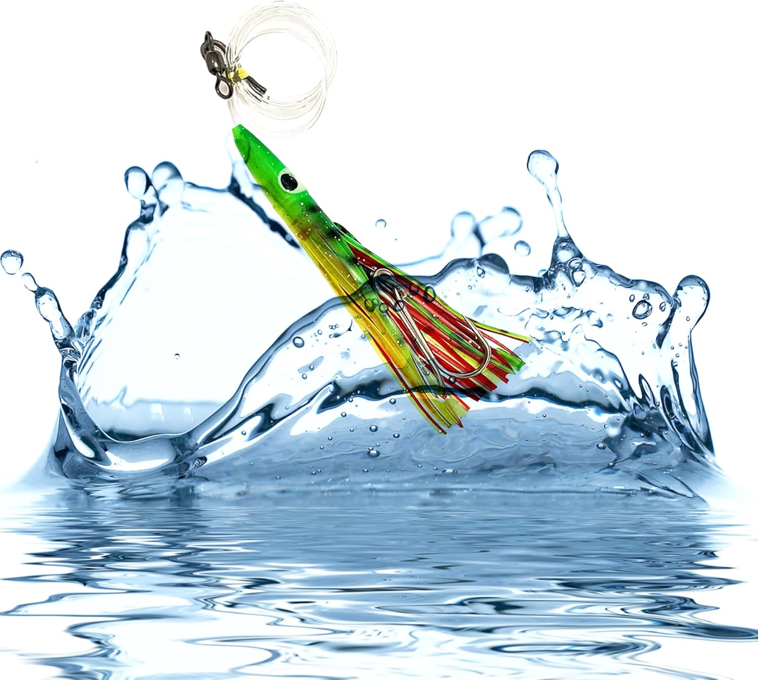 4.5" Tuna Clone Rigs, 6 Pcs Mexican Flag, for Offshore Saltwater Trolling, Ideal for Tuna, Wahoo, Mahi & Big Game Fishing