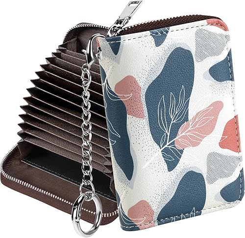 Miniatura 9 de Mayski - Cartera para tarjetas de crédito con cremallera para mujeres, tarjetero pequeño de acordeón, llavero con tarjetero para tarjetas