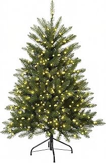 4FT Pre-Lit Artificial Christmas Tree,Small Artificial Holiday Dunhill Fir Xmas Tree with 200 White