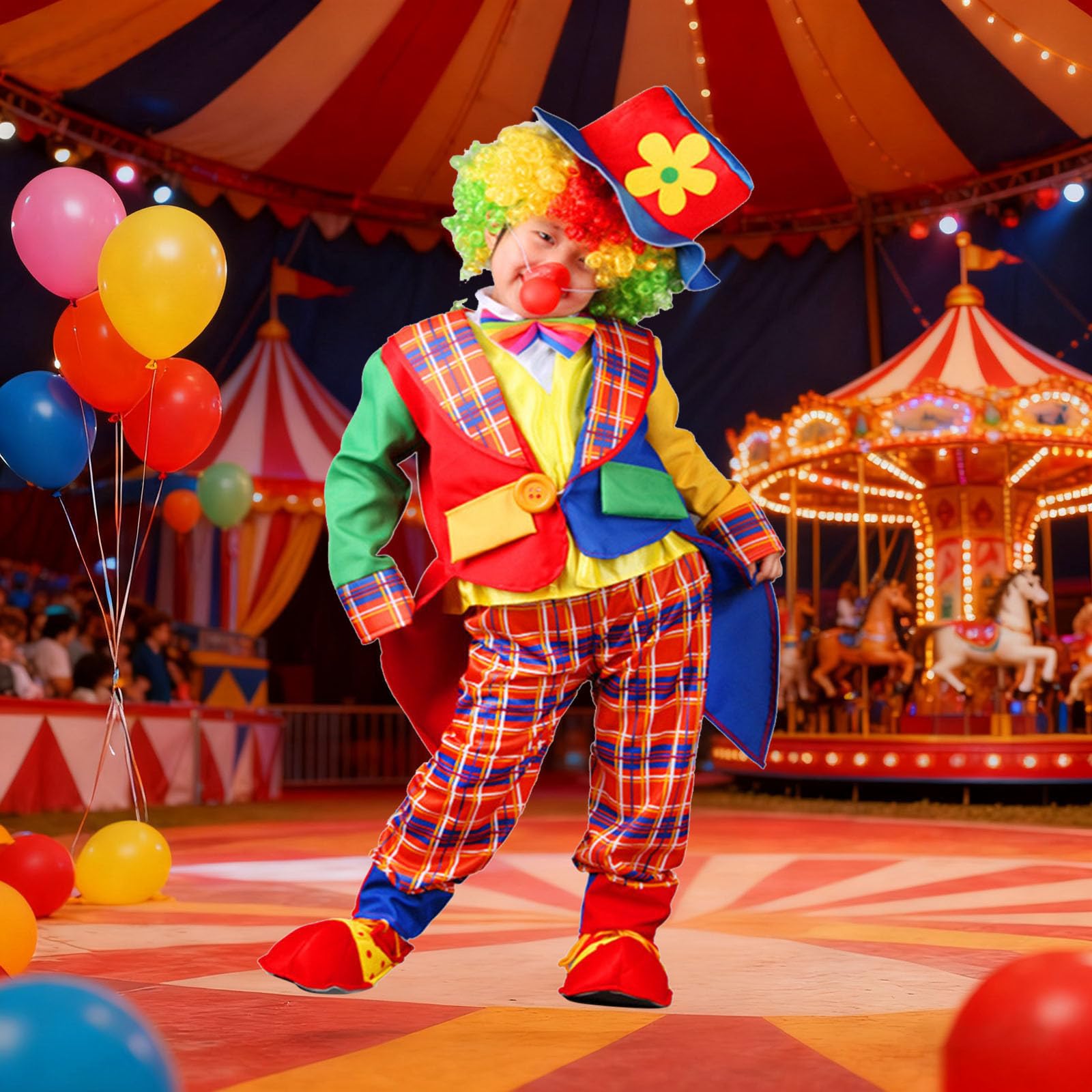 Generisch Disfraz infantil de verano para espectáculos, fiestas teatrales, Halloween, carnaval, circo, disfraz con sombrero