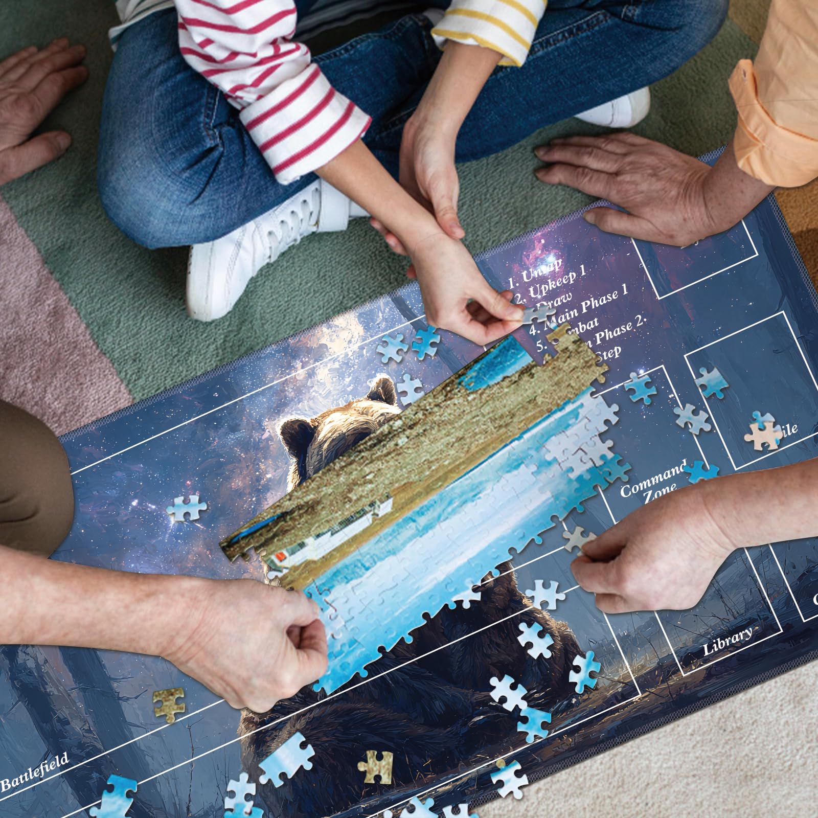 Spielmatten mit Magic Zone 61 x 35,6 cm (TCG MTG, kostenlose Aufbewahrungstaschen, wasserdichte, rutschfeste Gummi-Rückseite, genähte Kanten, geeignet für Anfänger), Braunbären