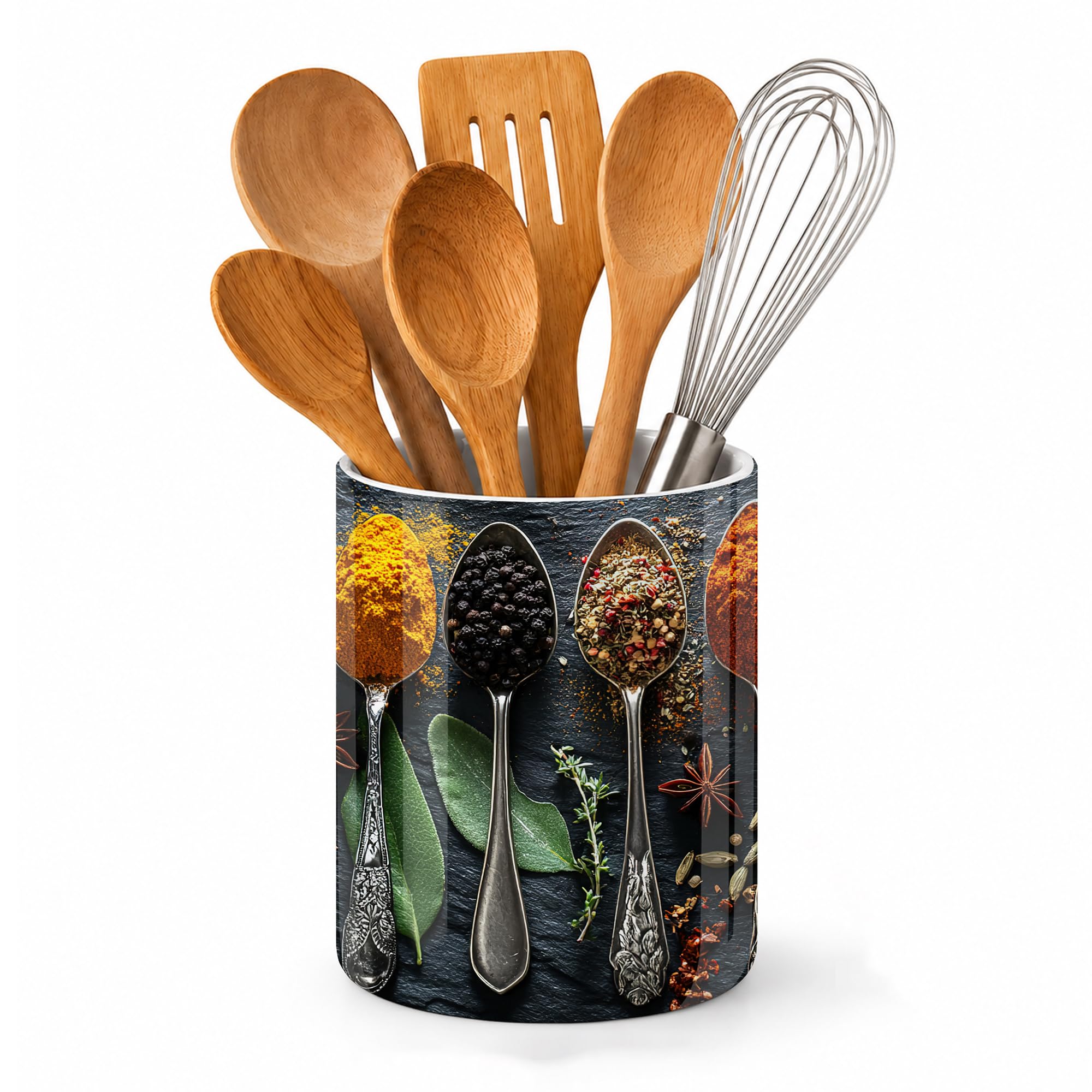 Axxitude Ceramic Kitchen Utensil Holder for Countertop,Cooking Herbs Spices Large Utensil Crock for Kitchen Counter,Cooking Utensil Organizer for Spatulas,Spoons