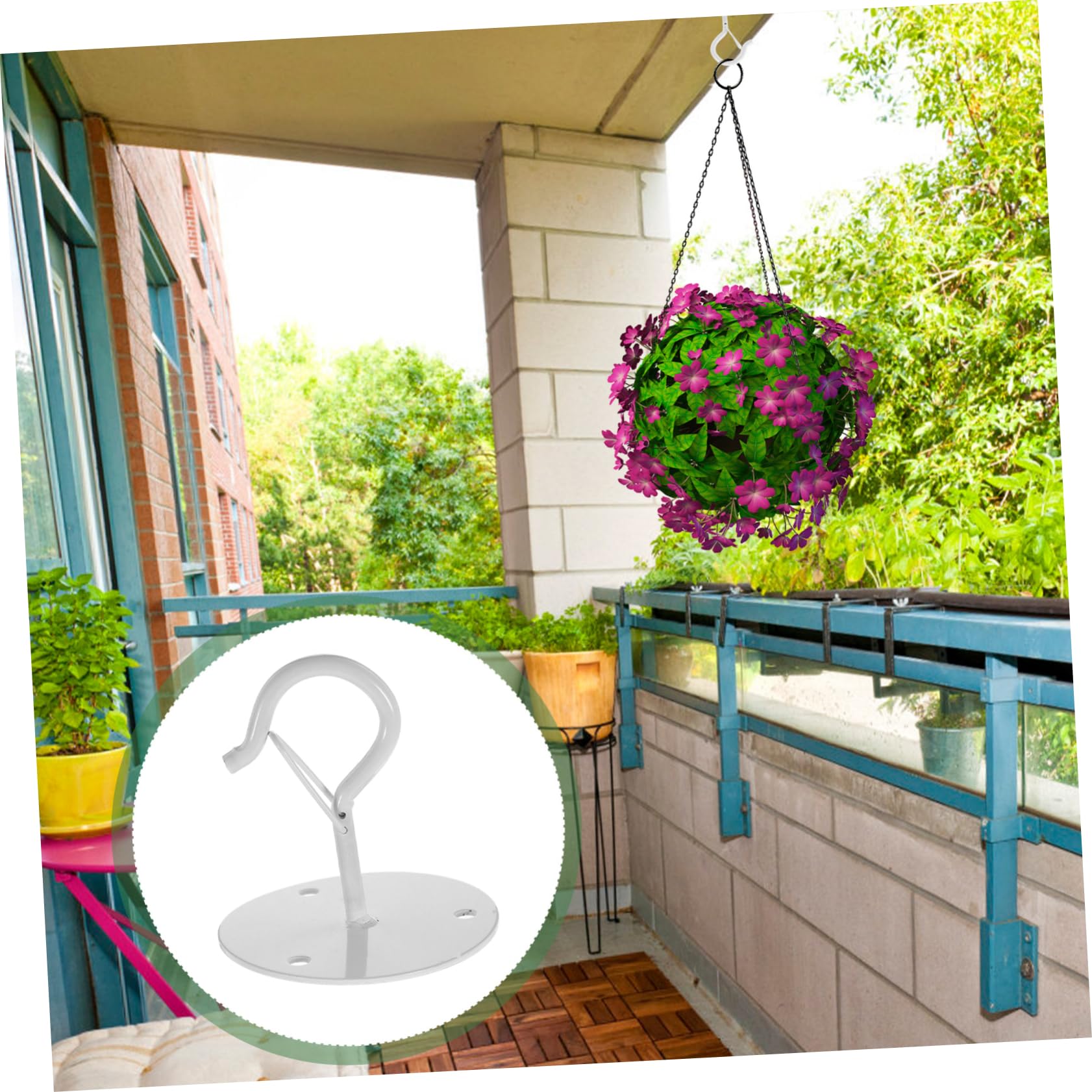 Sosoport 5 Ensembles Crochets Pour Plantes Suspendues En Plein Air Cintres Pour Plantes En Plein Air Cintre Pour D'intérieur Crochet De Plafond Blanche Acier Carbone 2 Pièces * 5