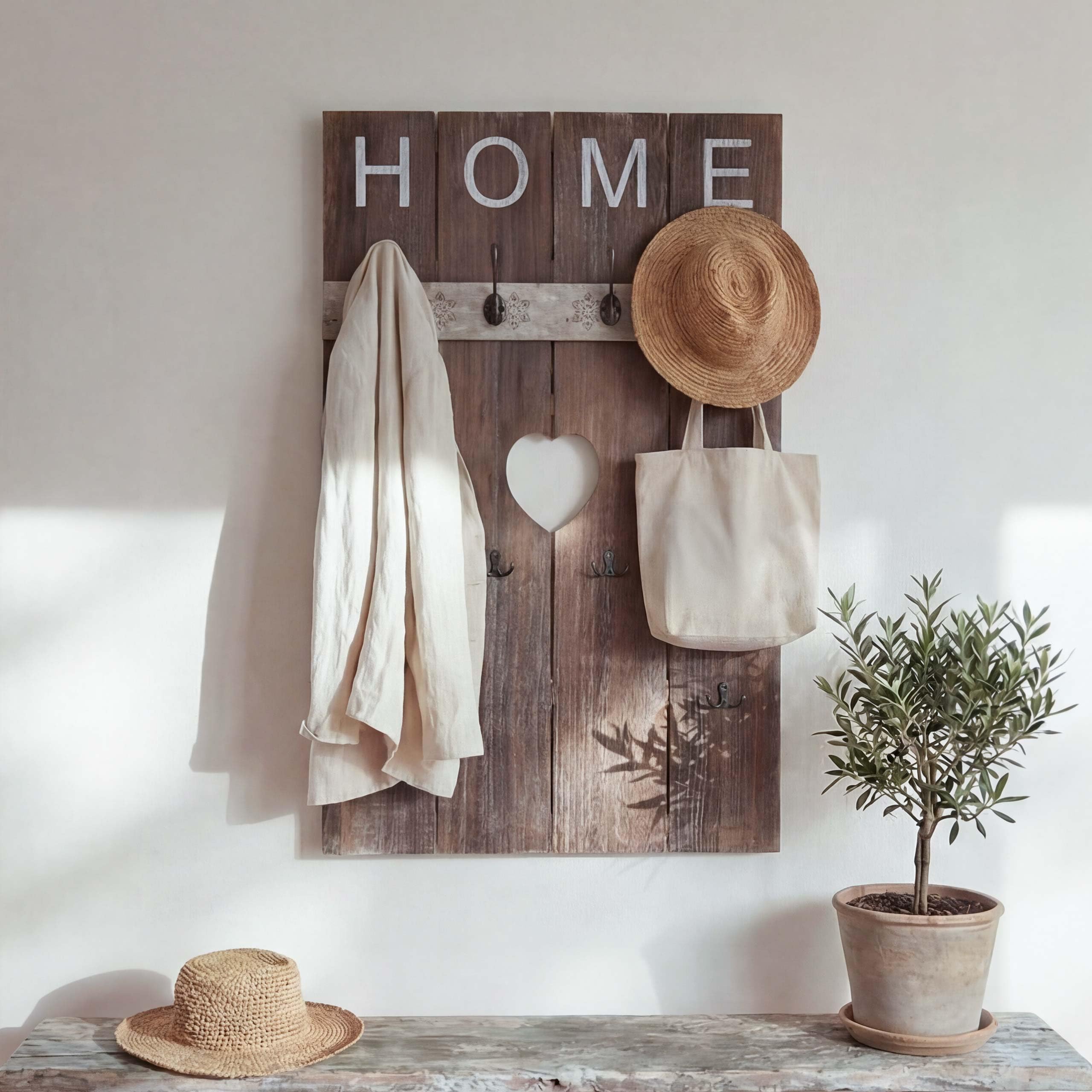 Mendler Wandgarderobe HWC-C89AM Home 8 Haken 91x60cm - braun, shabby | Garderobenpaneel, Garderobe, Shabby-Look, Vintage