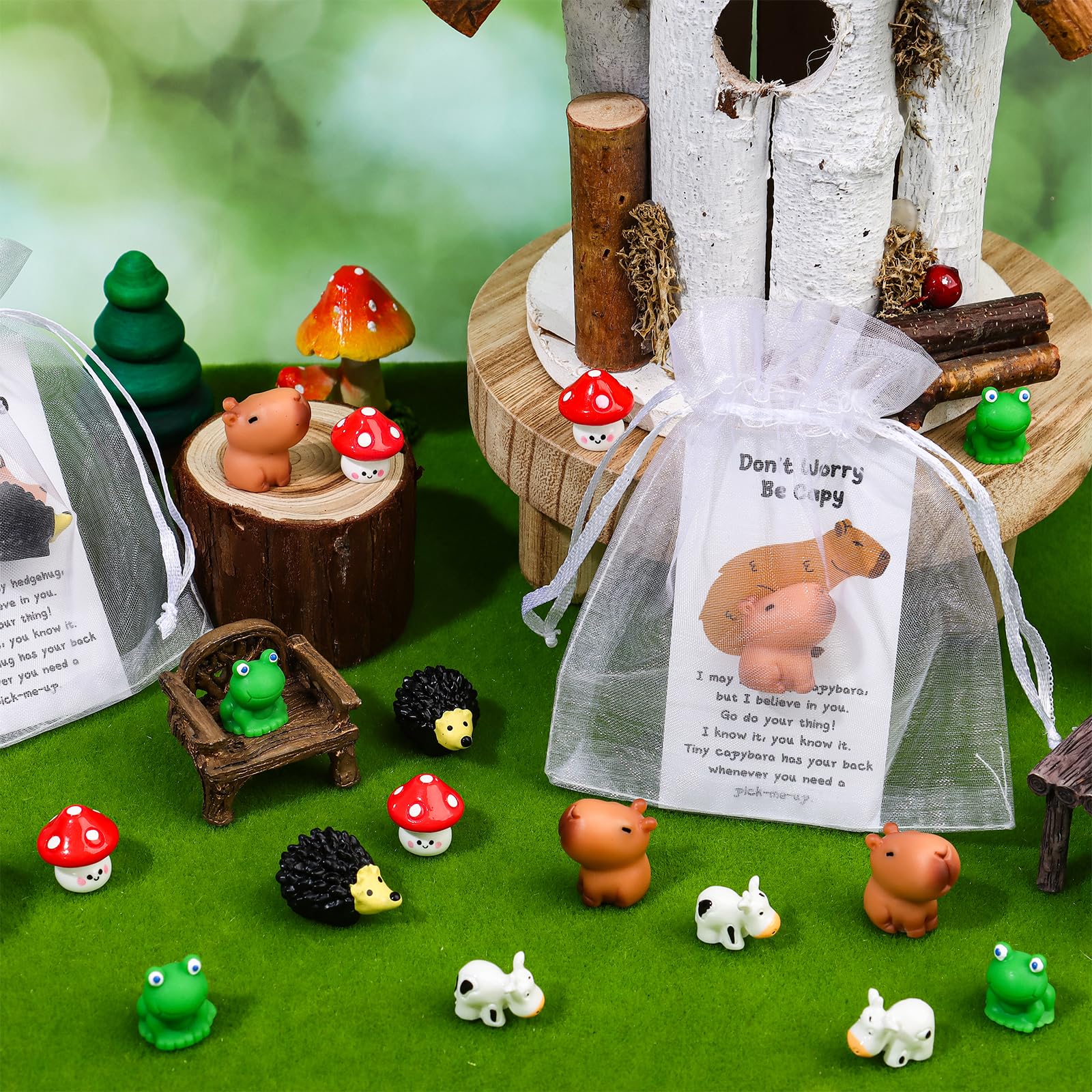 90 Pieces Employee Appreciation Gifts Bulk Mixed Animal Resin Frog Cow Capybara Hedgehog Mushroom Pun Inspirational Cards Thank You Gifts for Staff Coworkers Team Teacher Office - Image 4