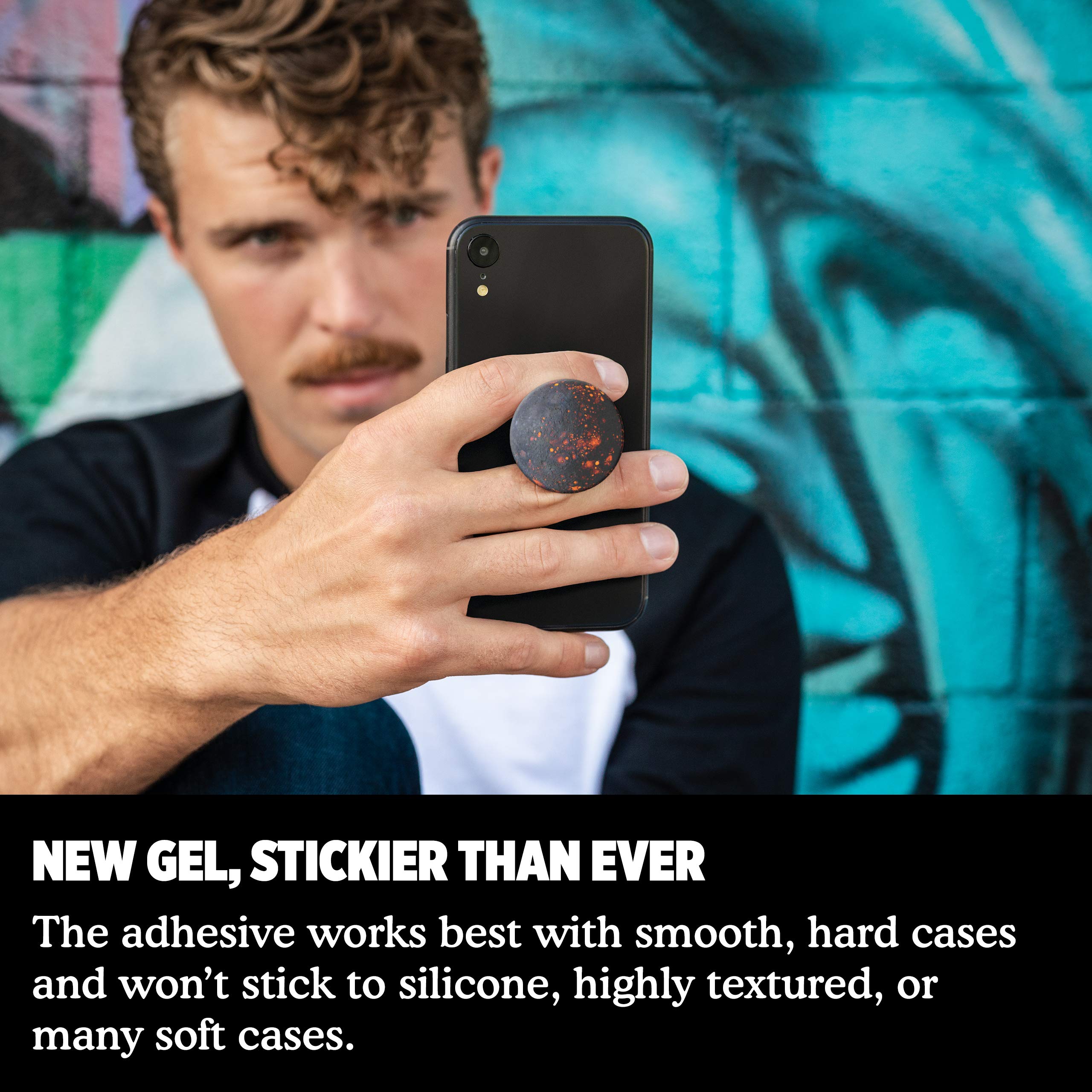 PopSockets PopGrip - Rozkładany uchwyt i podstawka do telefonów oraz tabletów z wymiennymi krążkami PopTops - Dark Star