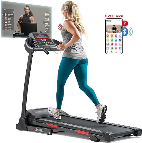 Sunny Health & Fitness Smart Performance Folding Treadmill with Adjustable Incline and Free SunnyFit App Bluetooth Connection