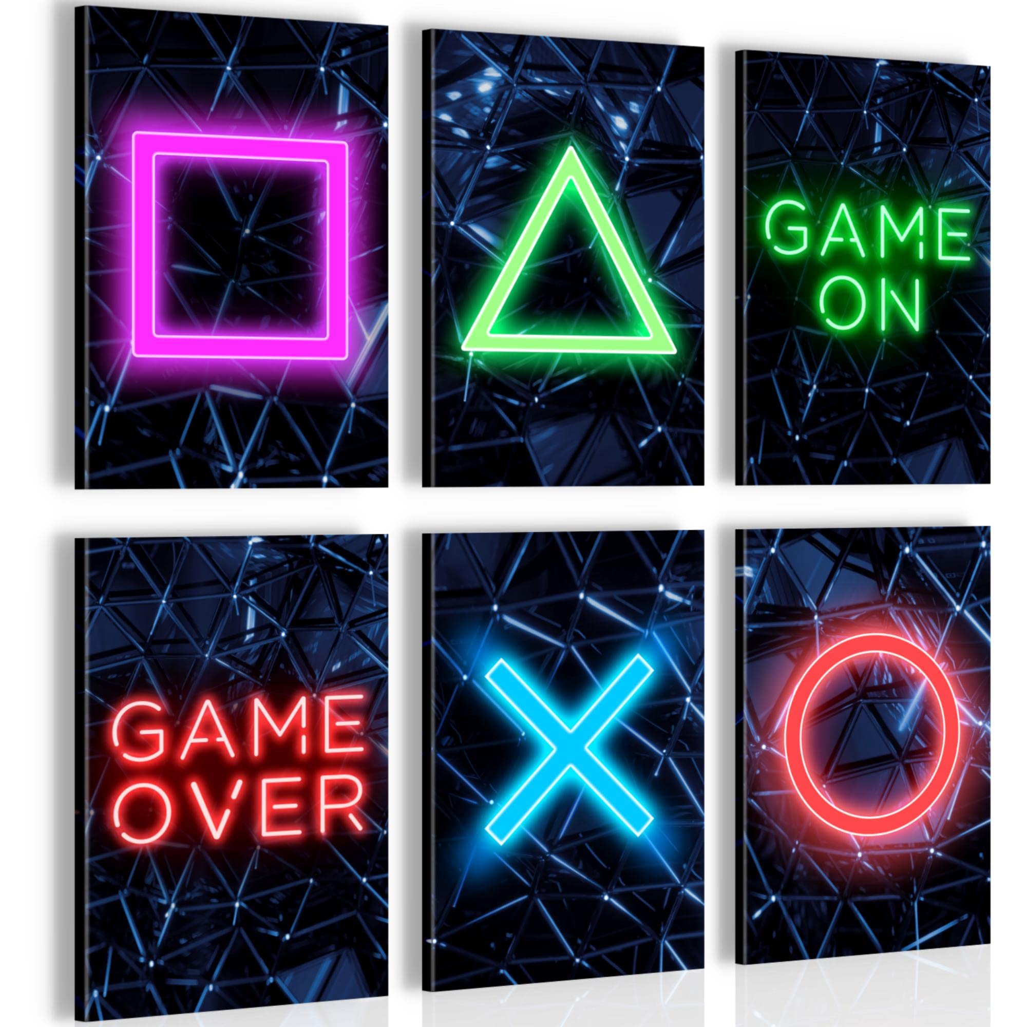 Canvas Game Console Game - Completely Ready to Hang - Stylish Decoration - 6 Pictures Set - Nursery Boy Teen N002664b