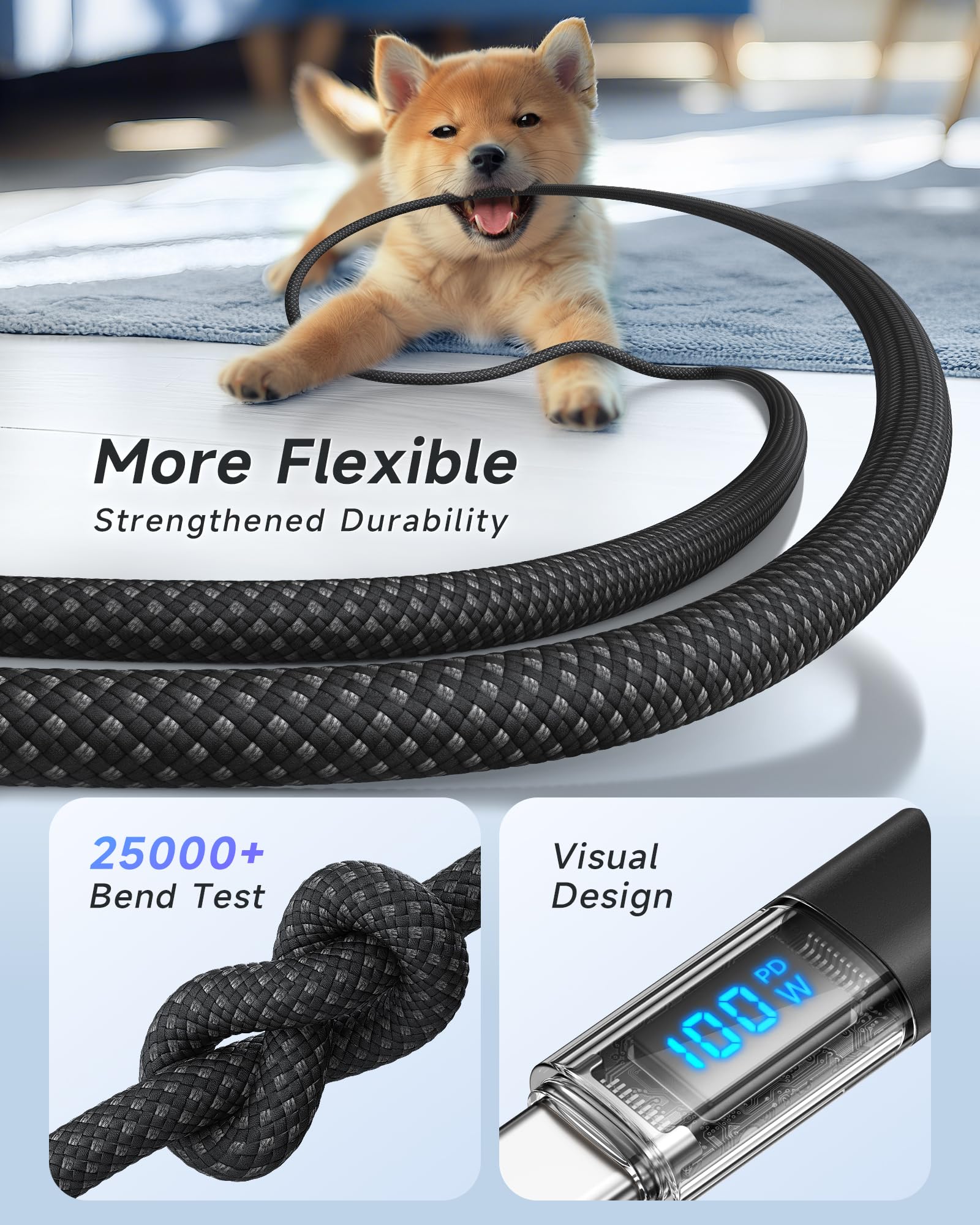 RAVIAD Kabel USB C USB C 100 W [2 sztuki 1 M] kabel USB typu C PD 5 A, szybkie ładowanie, kabel typu C z chipem E-Mark, do iPhone 16/15/15 Pro/15 Pro Max, Galaxy S24/S23/S22, MacBook Pro, Pad Pro