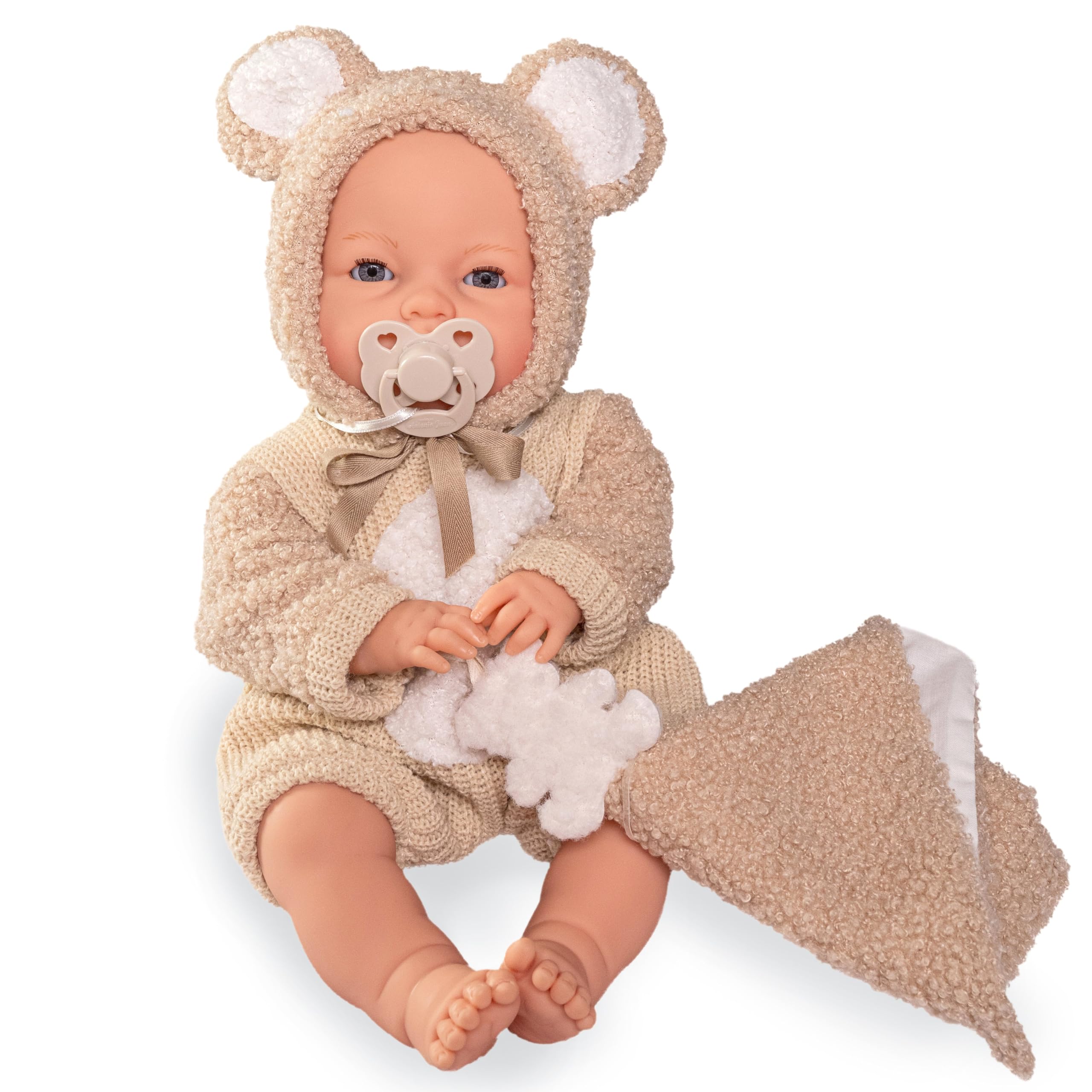 Roma Bébé Reborn Teddy - Poupée Réaliste Interactive avec Mains Magnétiques - Finition Peinte à la Main - Poupon avec Accessoires et Tétine