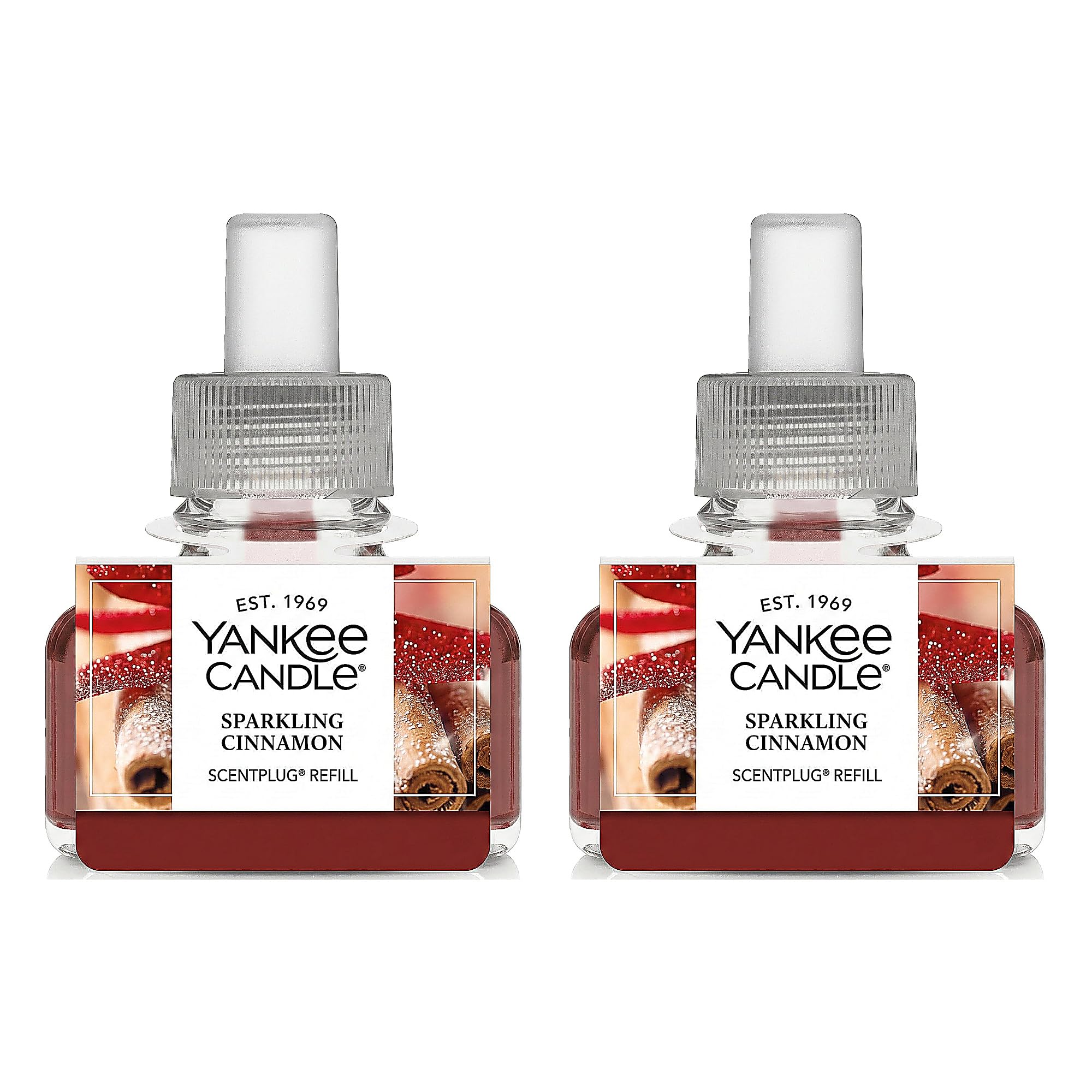 Yankee Candle ScentPlug Refill for Plug in Air Fresheners, Scented Oil Refills, Long Lasting Home Fragrance, Odor Eliminating Fragrance, Sparkling Cinnamon (Pack of 2)