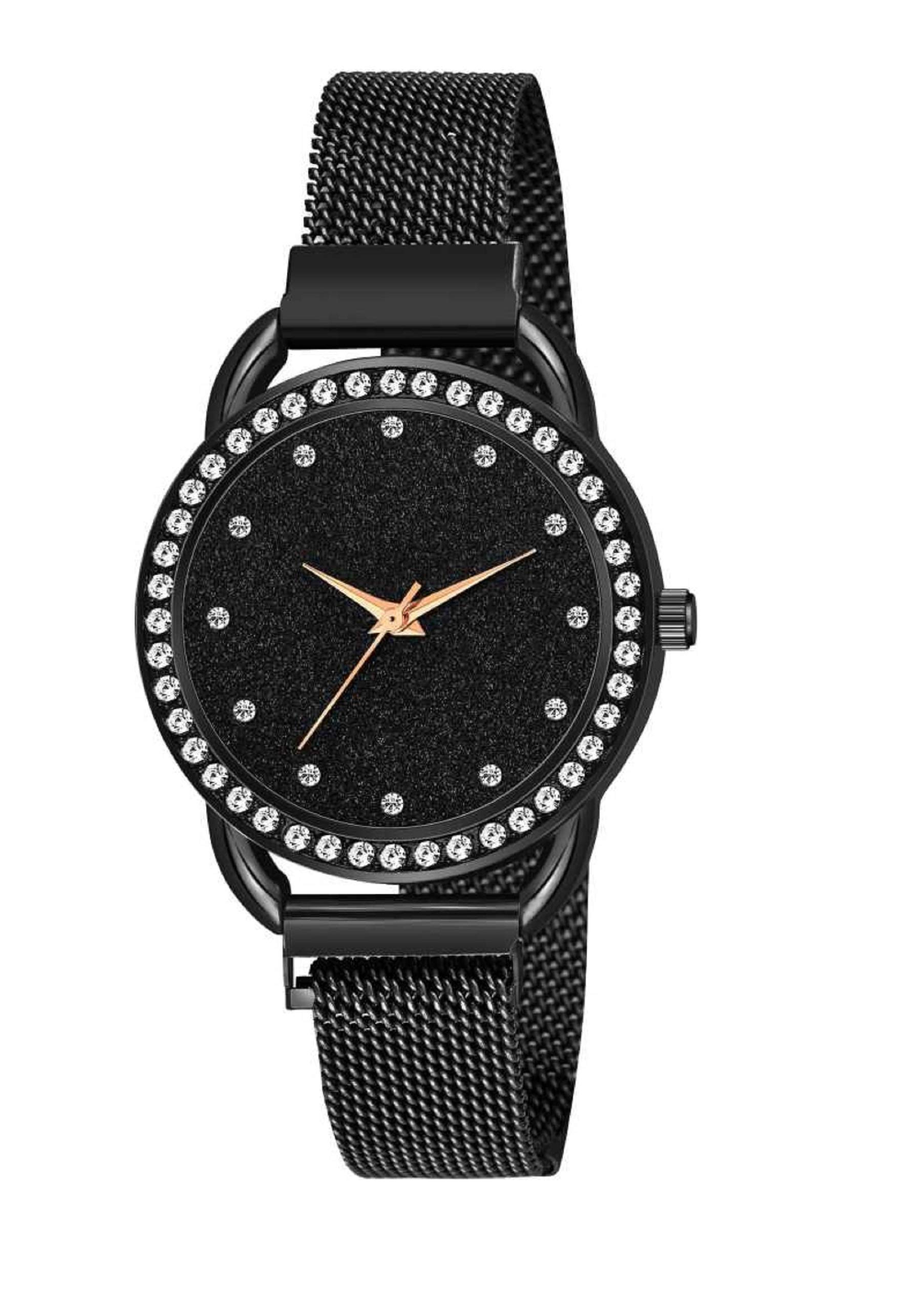 KIARVI GALLERY Clausal 12 Diamond Designer Black Magnet Strap Analog Watch for Girls and Women (B08ZYQTX2W) Amazon Price History, Amazon Price Tracker