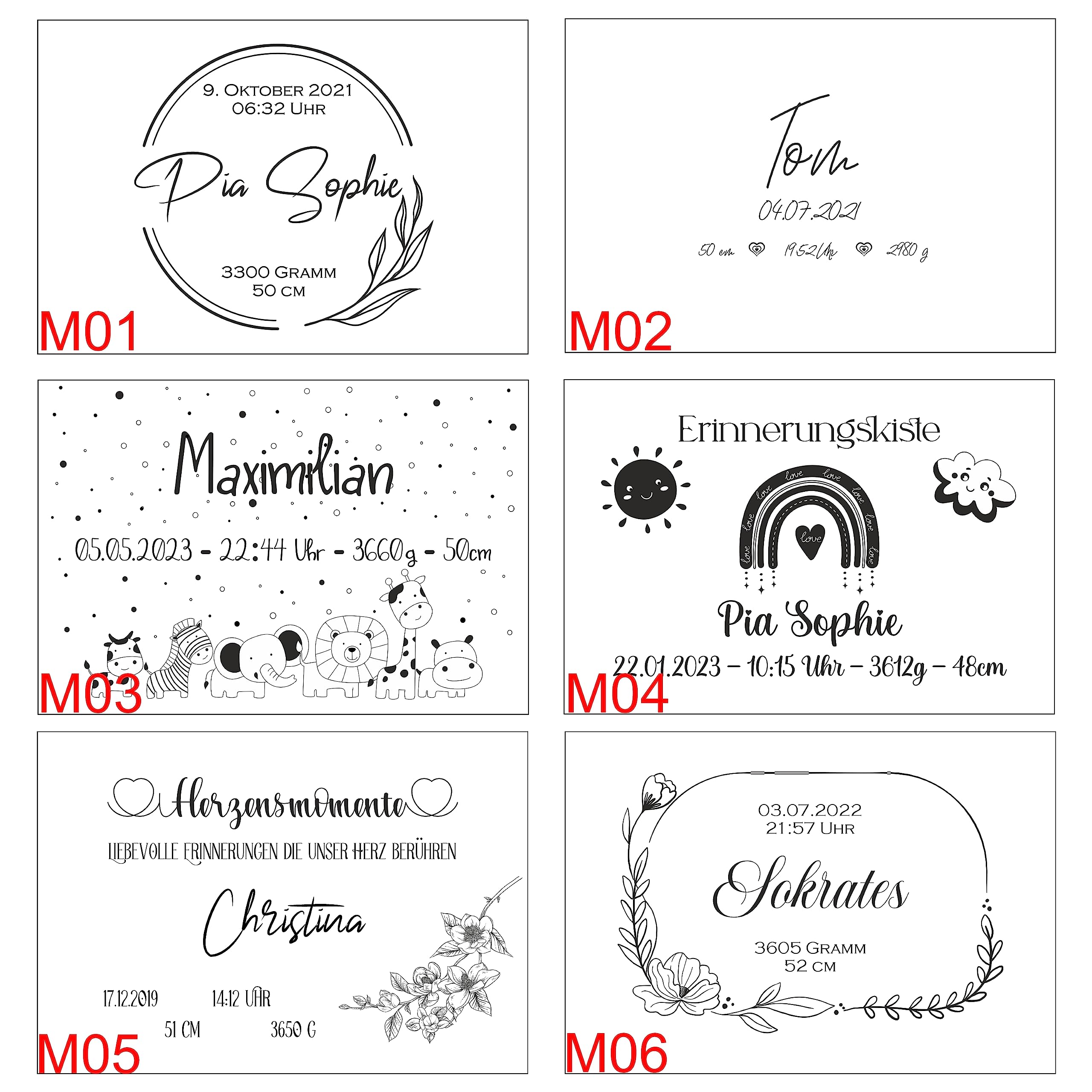 Generisch Personalisierte Erinnerungsbox Erinnerungskiste Baby Holzkiste mit Name Aufbewahrungsbox Geschenk zur Geburt Taufgeschenk Babygeschenk Geburt (XXL mit Klappdeckel)