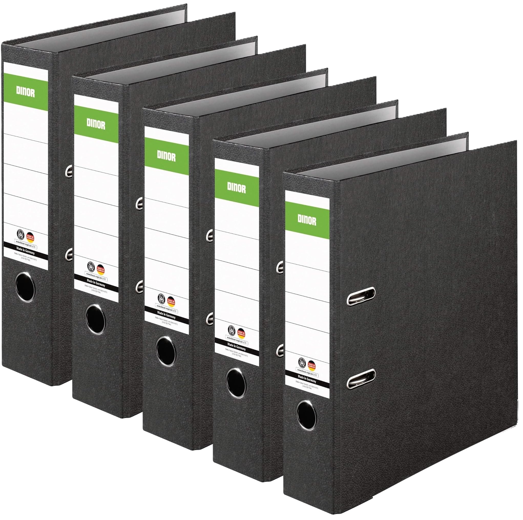 Original DINOR Ordner - Recycling - Made in Germany. 8 cm breit DIN A4 schwarz Aktenordner Briefordner Büroordner Pappordner Schlitzordner Blauer Engel (Ordner Wolkenmarmor 5er Pack breit)