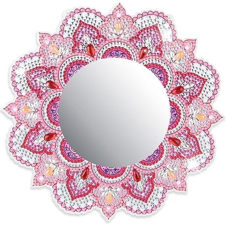 DIY Diamond Painting Mirror for Adults Kids, Pink Special Shaped Crystal Mirror...